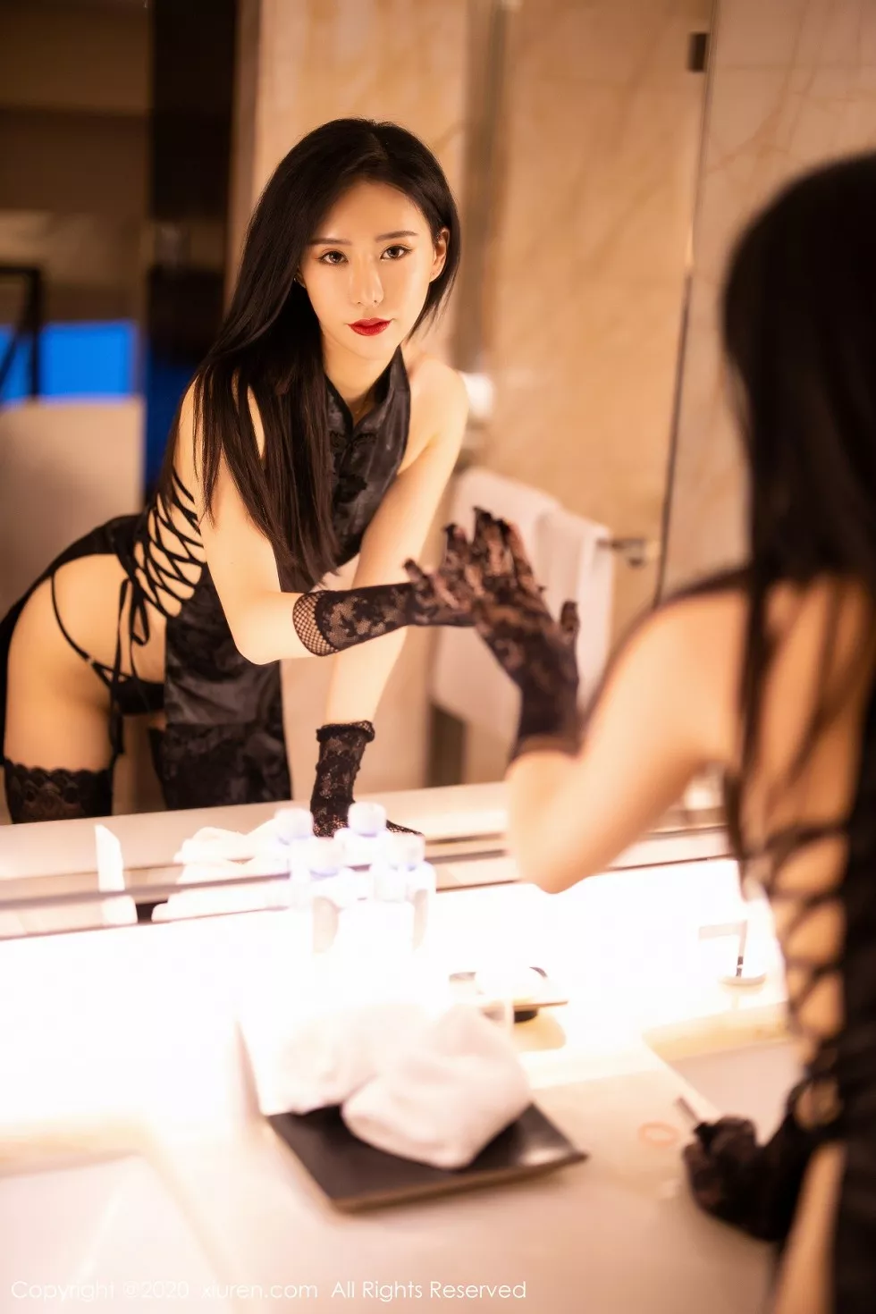 Xgyw.Org_XiuRen第2331期_嫩模BABY_柒私房黑色内衣主题丁字裤配黑丝袜极致魅惑写真75P