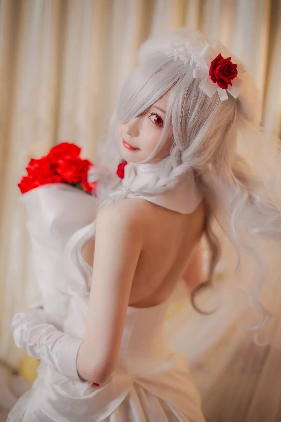 Xgyw.Org_[Cosplay精选]小姐姐南宫G36C系列性感白色吊裙配蕾丝袜完美诱惑写真18P