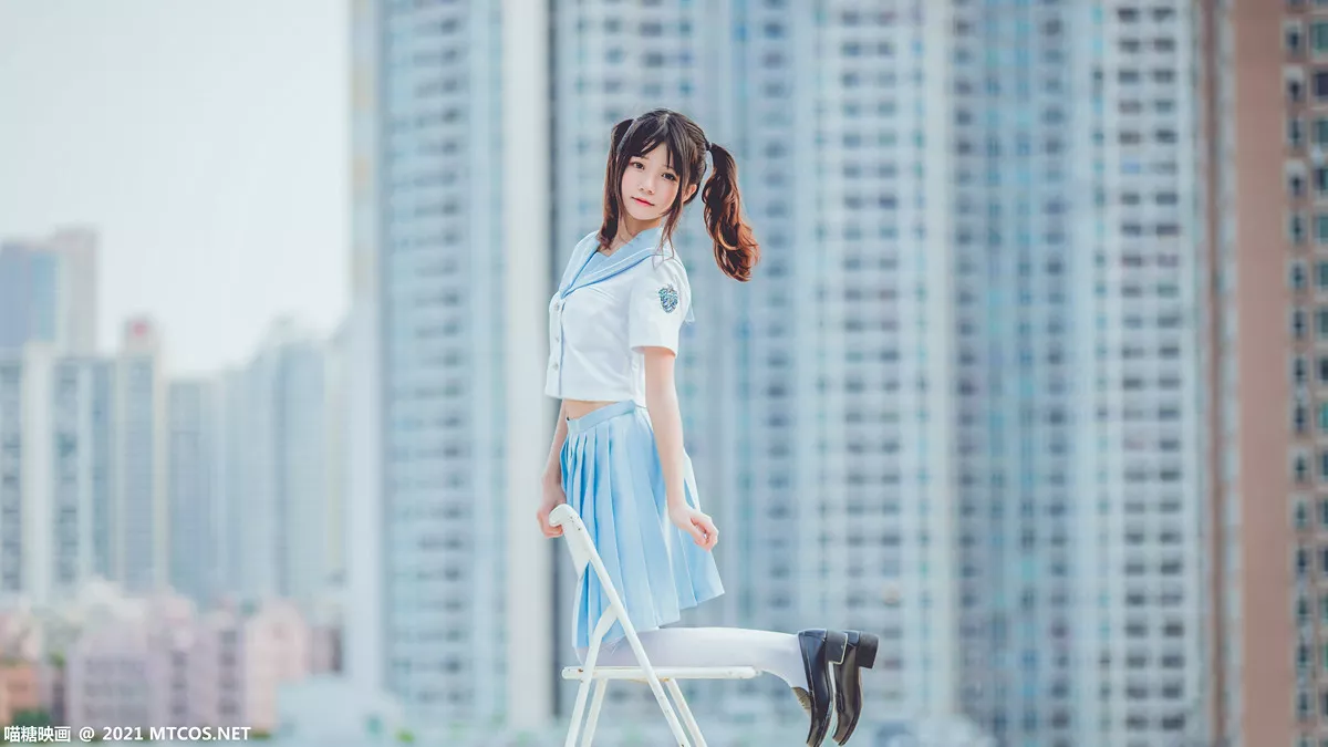 Xgyw.Org_[喵糖映画]Vol.374_双马尾美少女天台上性感女子高中生服饰配白丝袜迷人写真20P