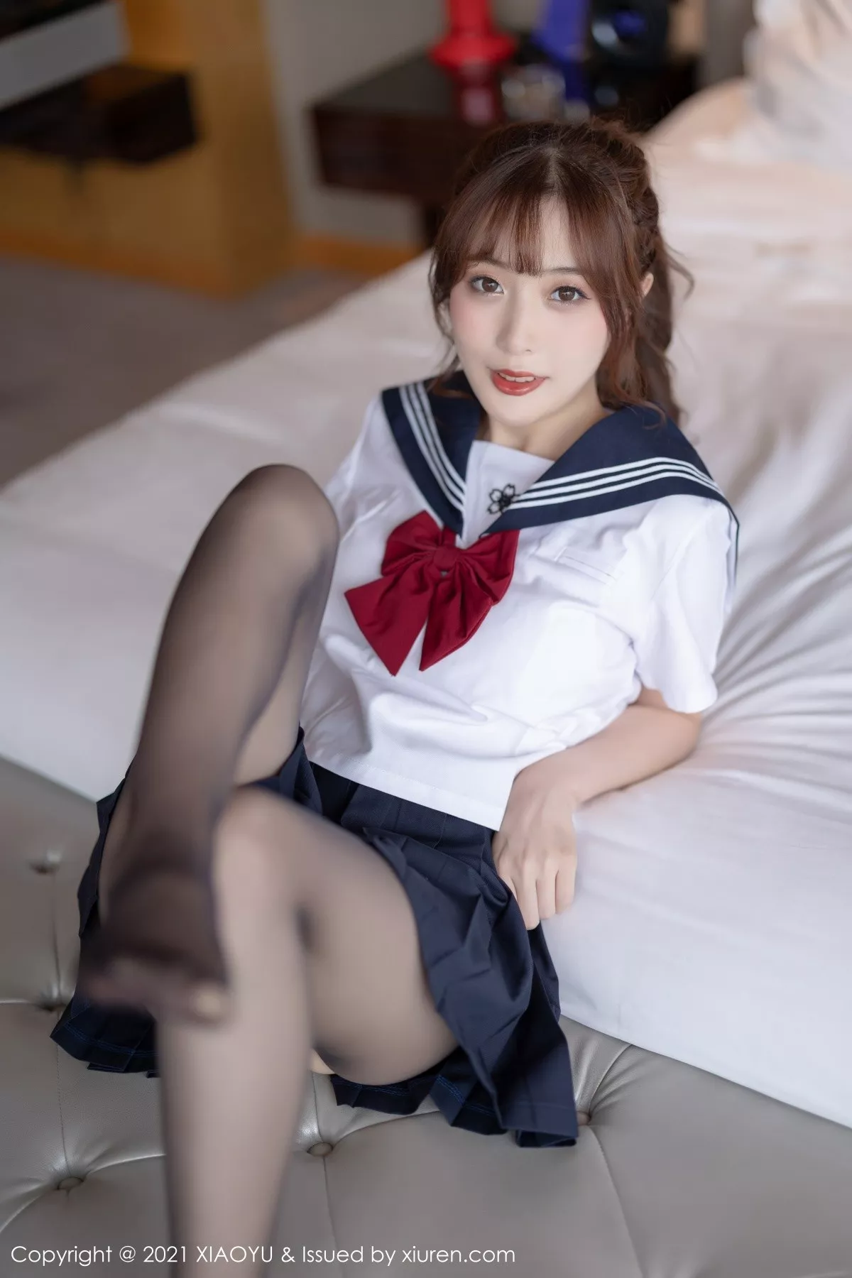 Xgyw.Org_[XiaoYu画语界]Vol.623_模特林星阑性感JK制服半脱露开档黑丝裤袜秀翘臀撩人诱惑写真73P