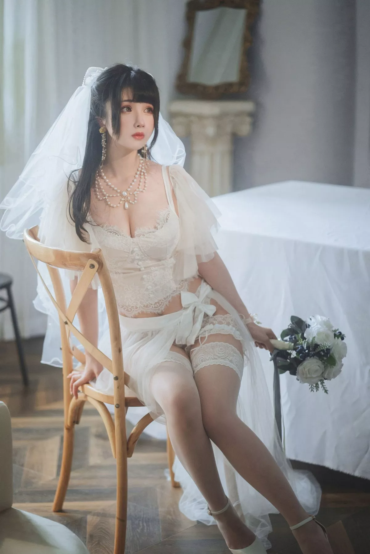 Xgyw.Org_网络美女rioko凉凉子透明婚纱主题私房性感蕾丝内衣配白色蕾丝袜完美诱惑写真37P