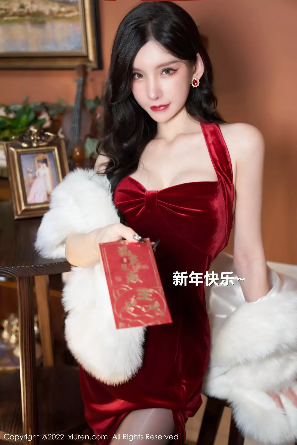 Xgyw.Org_XiuRen第4545期_女神周于希Sally三亚旅拍新年主题脱红色礼裙露无内黑丝诱惑写真83P