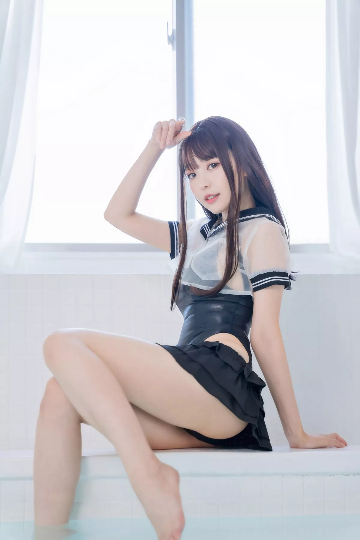 Xgyw.Org_台湾妹子Ely竞泳水手服主题泳池性感黑色连体泳装秀完美身材迷人诱惑写真73P