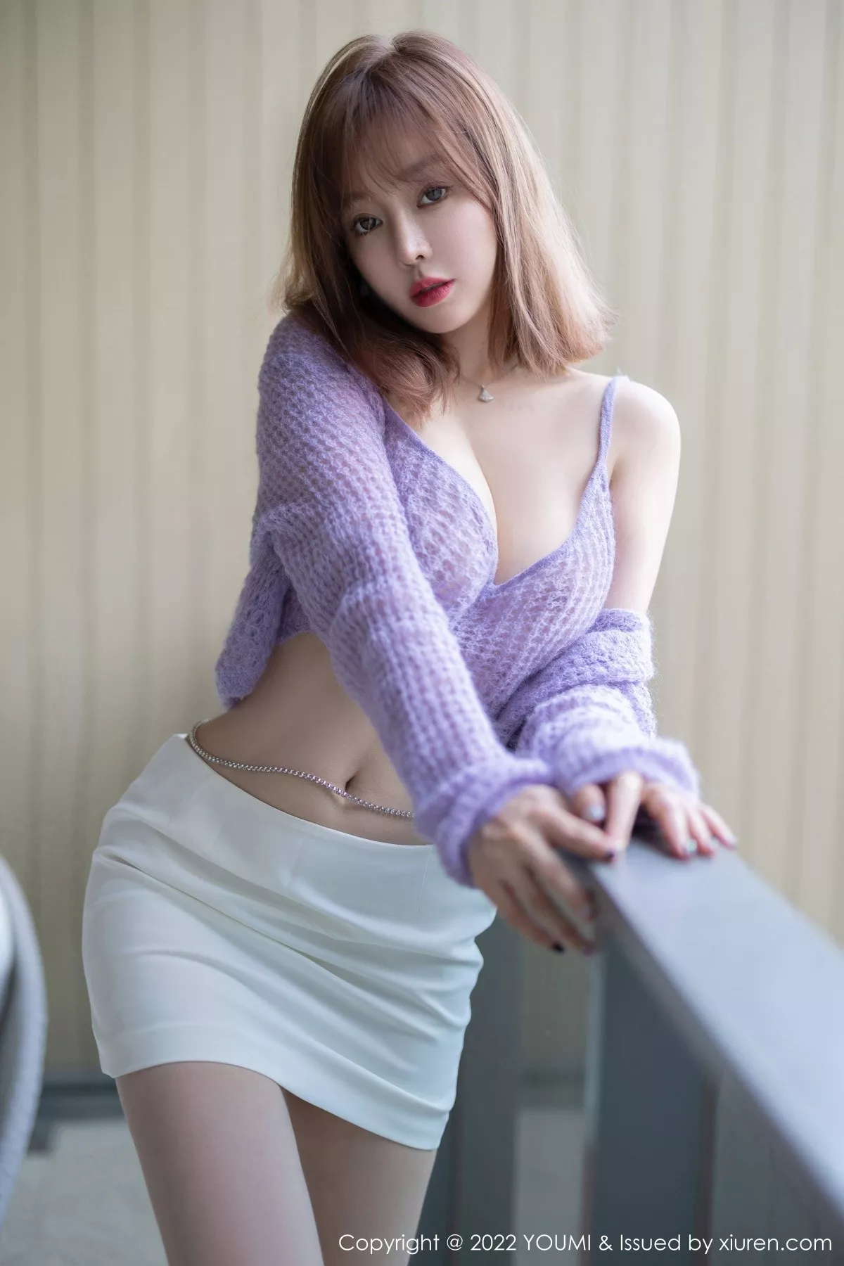 Xgyw.Org_[YouMi尤蜜荟]Vol.760_女神王雨纯三亚旅拍紫色缕空毛衣配白短裙秀丰满身材诱惑写真74P