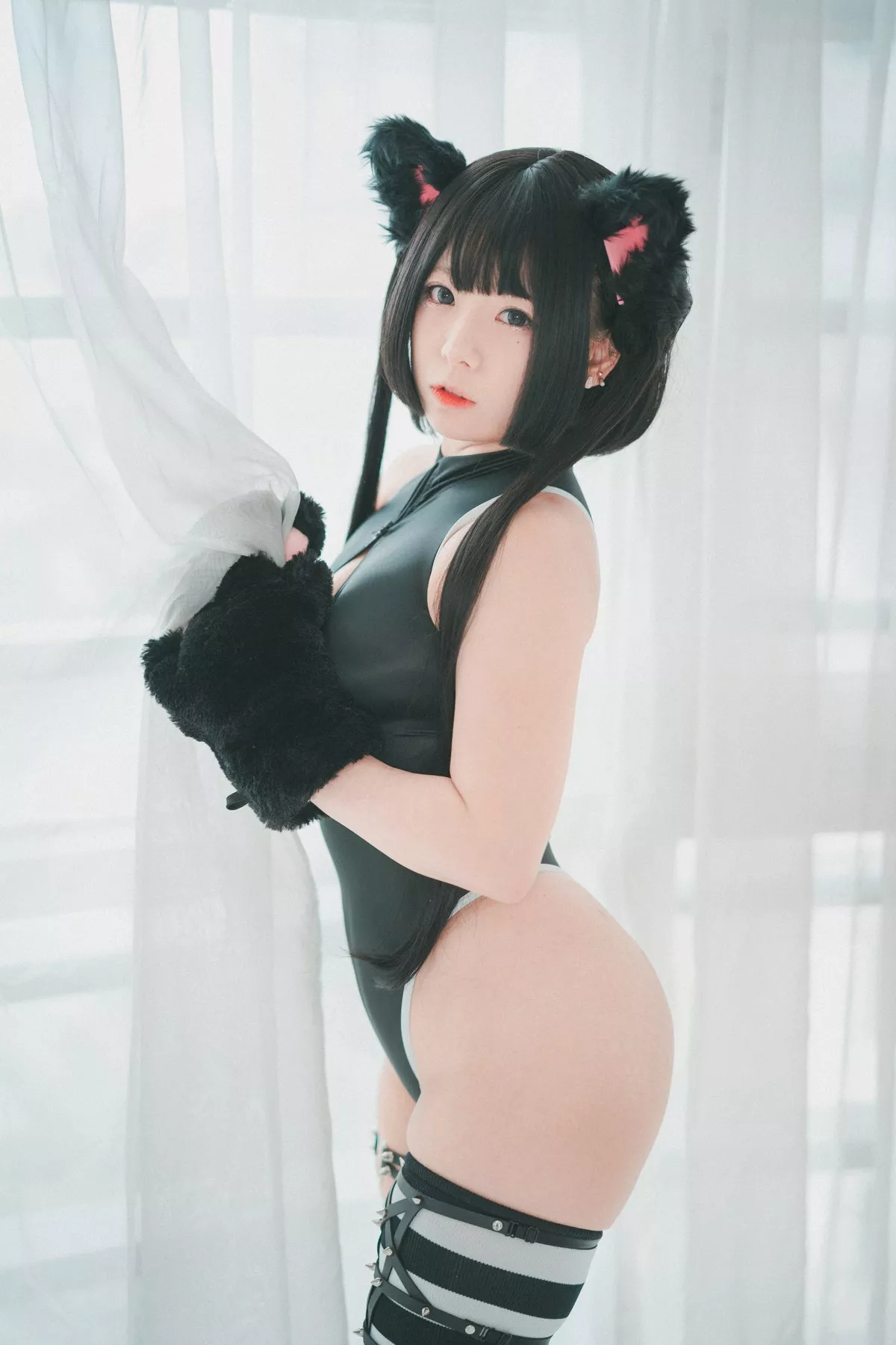 Xgyw.Org_[DJAWA]No.091_模特Maruemon_Realised Feral Cat主题私房黑色高叉连体衣诱惑写真55P