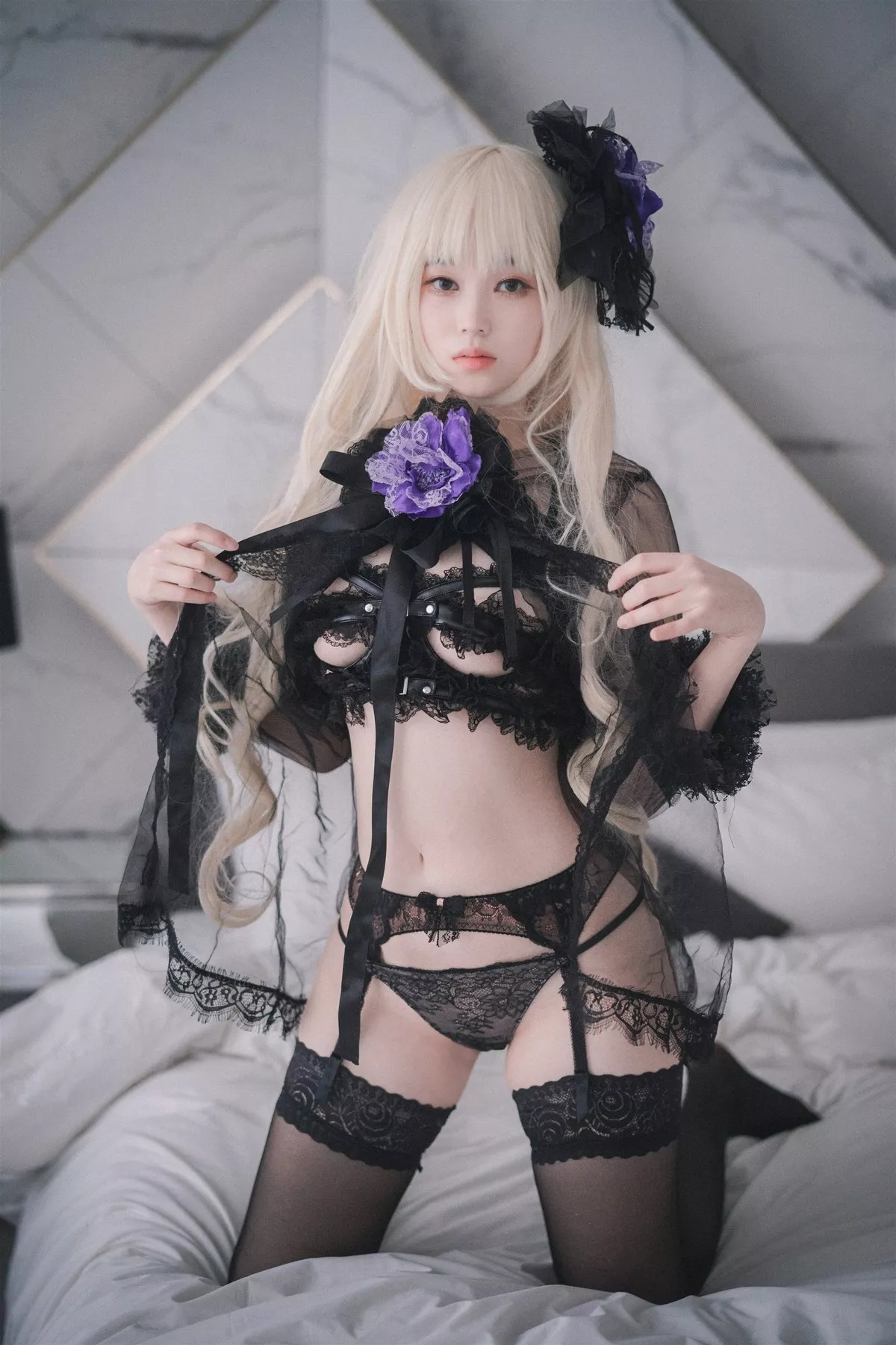 Xgyw.Org_[DJAWA]No.195_BamBi_Rita the Paradise Expulsion主题黑色内衣配蕾丝吊袜诱惑写真82P