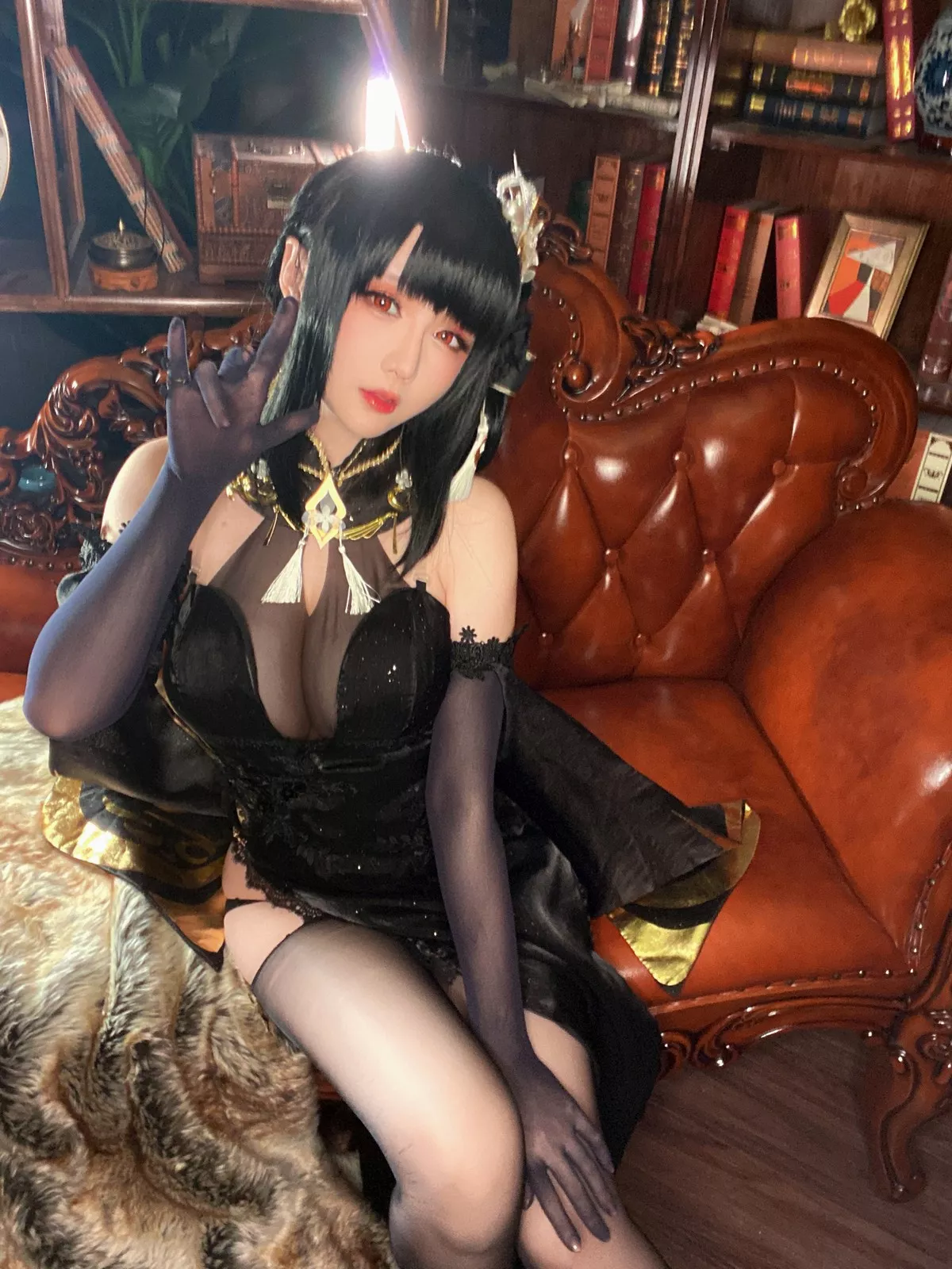 Xgyw.Org_Coser小姐姐星之迟迟奇奢华苑主题性感黑色薄纱礼服配破烂黑丝裤袜诱惑写真85P