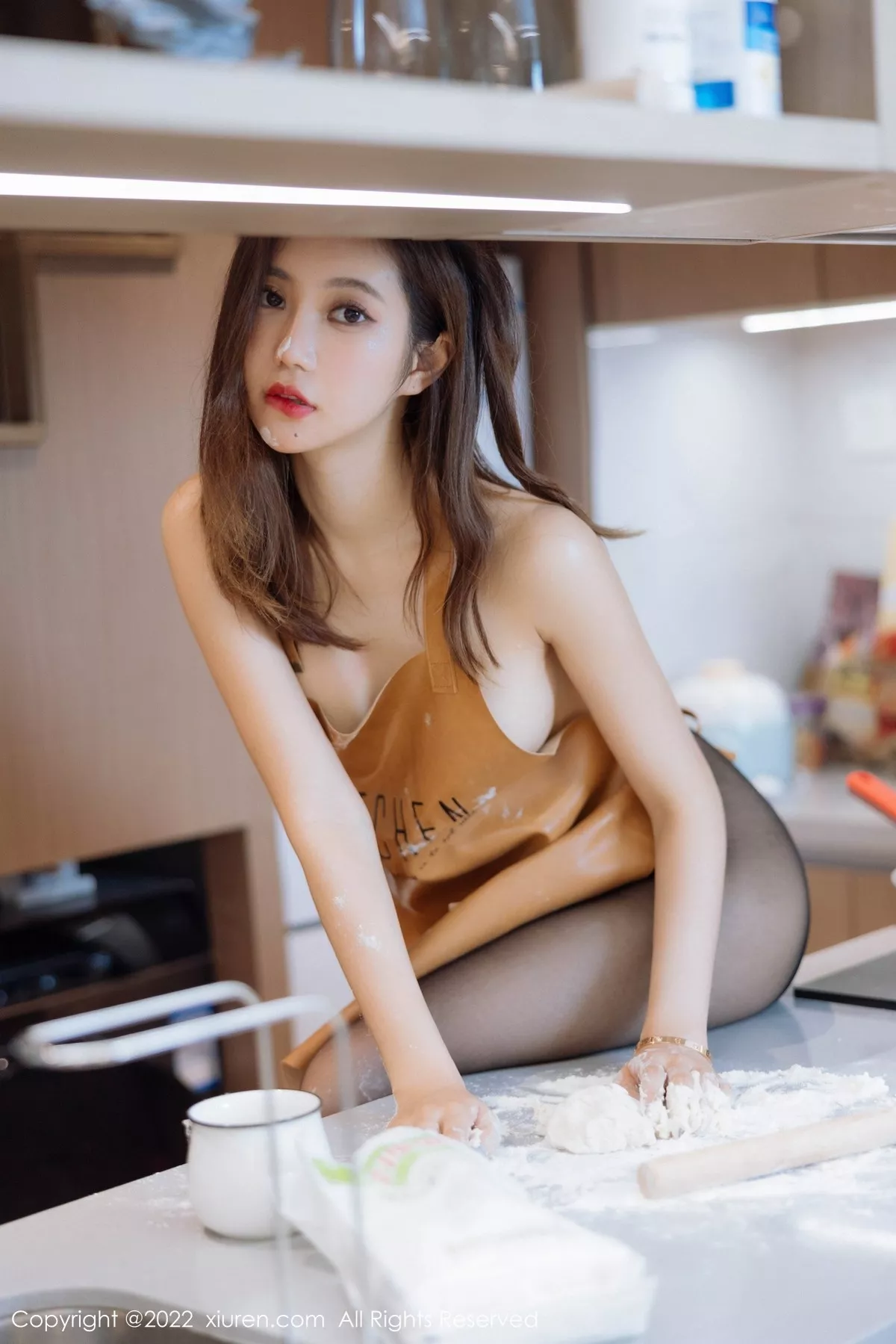 Xgyw.Org_XiuRen第5634期_女神绮里嘉ula淡粉色连衣短裙+性感真空厨娘围裙撩人诱惑写真63P