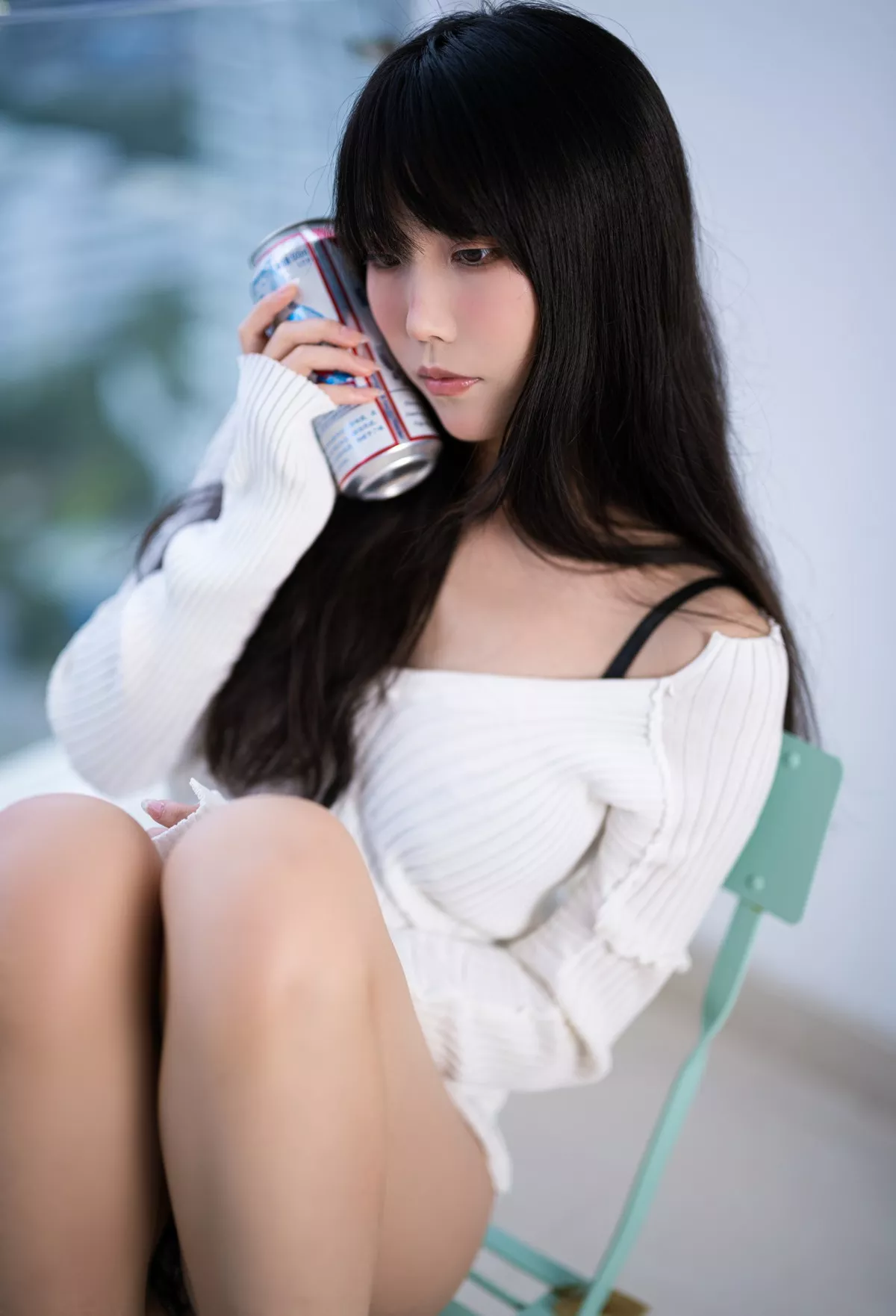 Xgyw.Org_网络美女汪知子醉酒主题私房性感白色针织衣半脱露黑色蕾丝内衣撩人诱惑写真36P