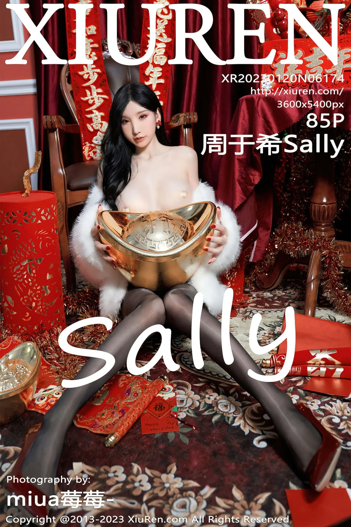 Xgyw.Org_XiuRen第6174期_女神周于希Sally新春主题低胸服饰配超薄黑丝秀完美身材诱惑写真85P