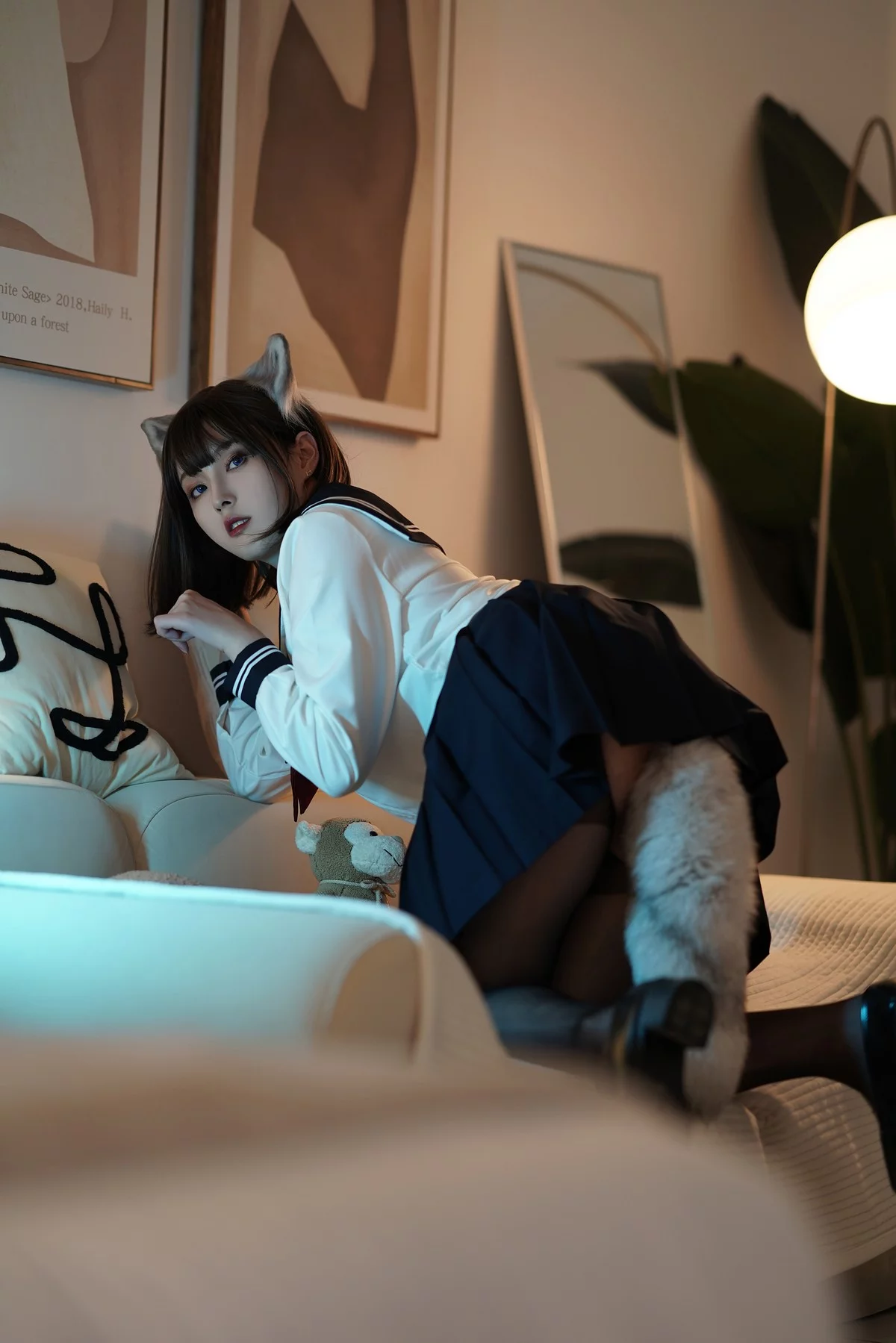Xgyw.Org_网络美女Natsuko夏夏子大尾巴喵主题私房性感JK制服配超薄黑丝秀美腿诱惑写真50P