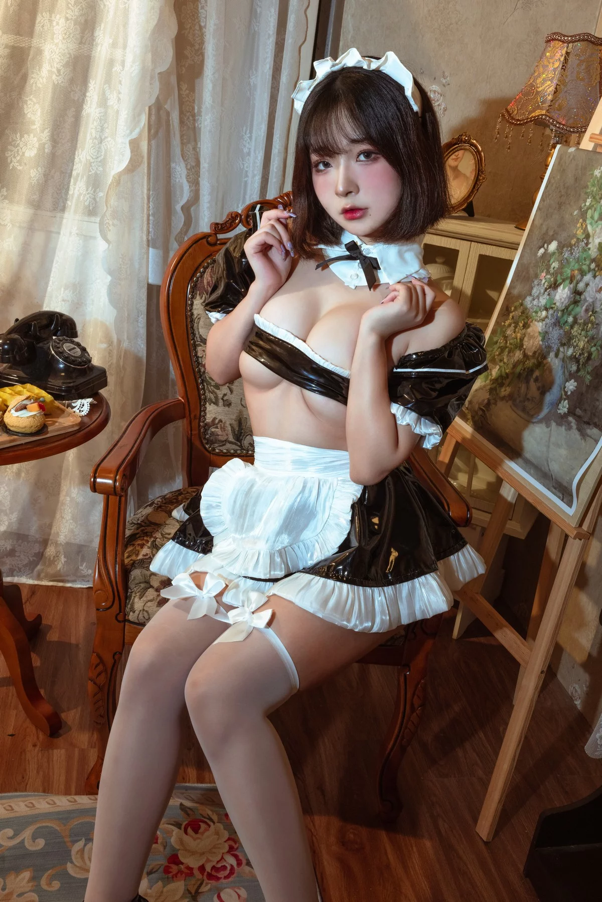 Xgyw.Org_网络美女yuuhui玉汇女仆假日主题脱女仆装露性感黑色内衣秀丰满身材诱惑写真74P