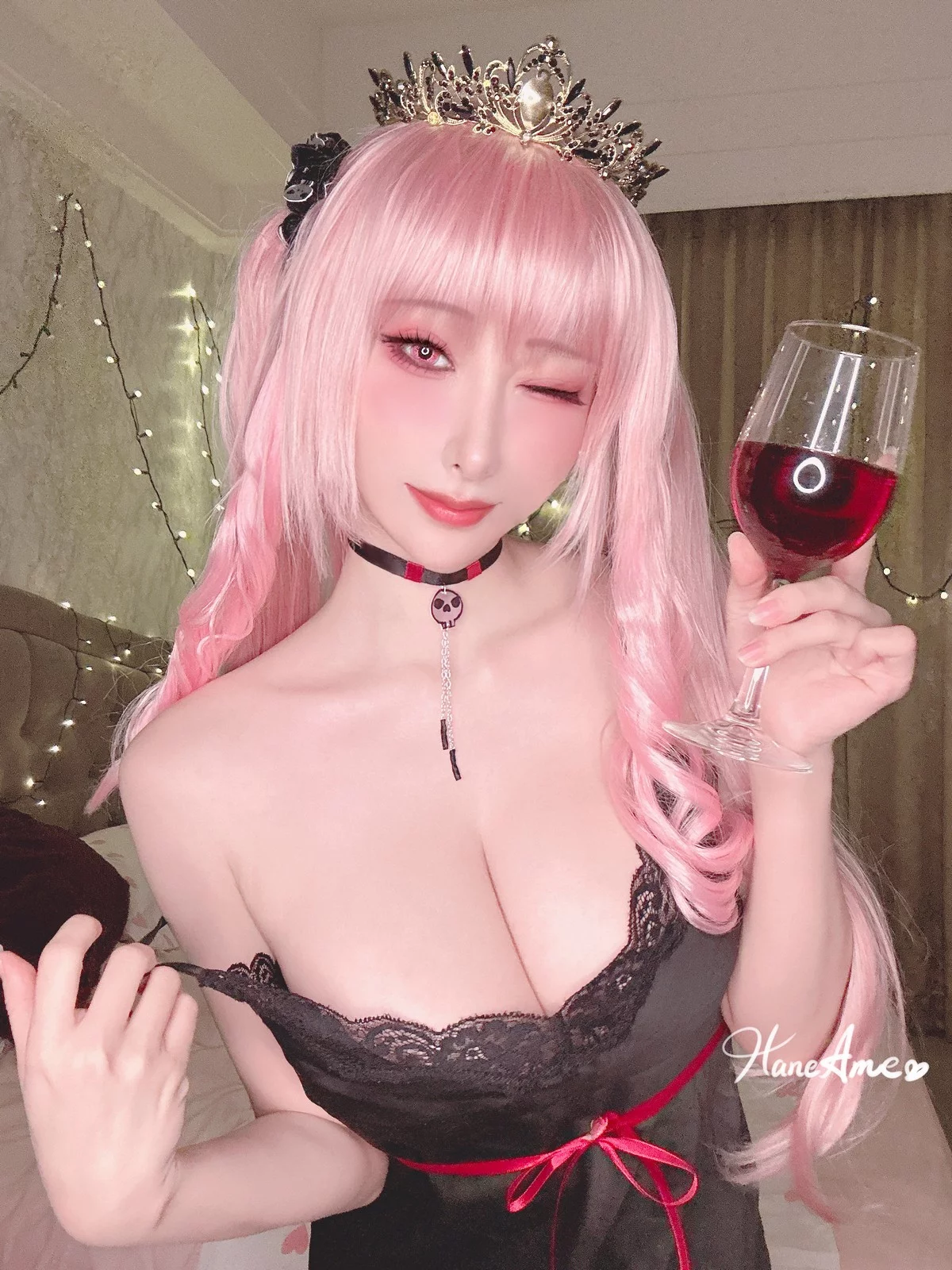 Xgyw.Org_Coser美女雨波_HaneAme死神睡衣主题性感黑色蕾丝吊袜睡衣秀豪乳诱惑写真32P