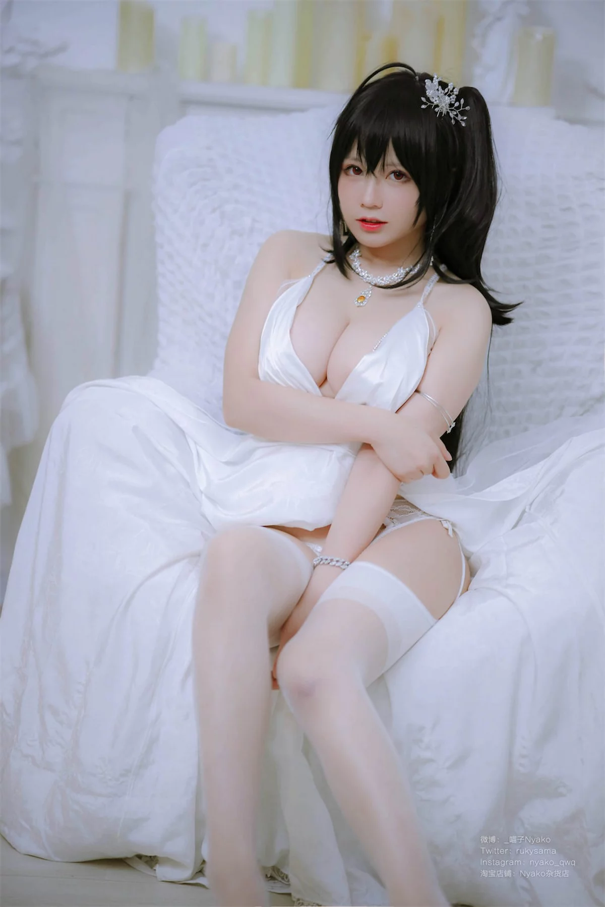 Xgyw.Org_网络美女Nyako喵子大凤纯白婚纱主题性感白色婚纱配白丝吊袜秀美腿诱惑写真65P