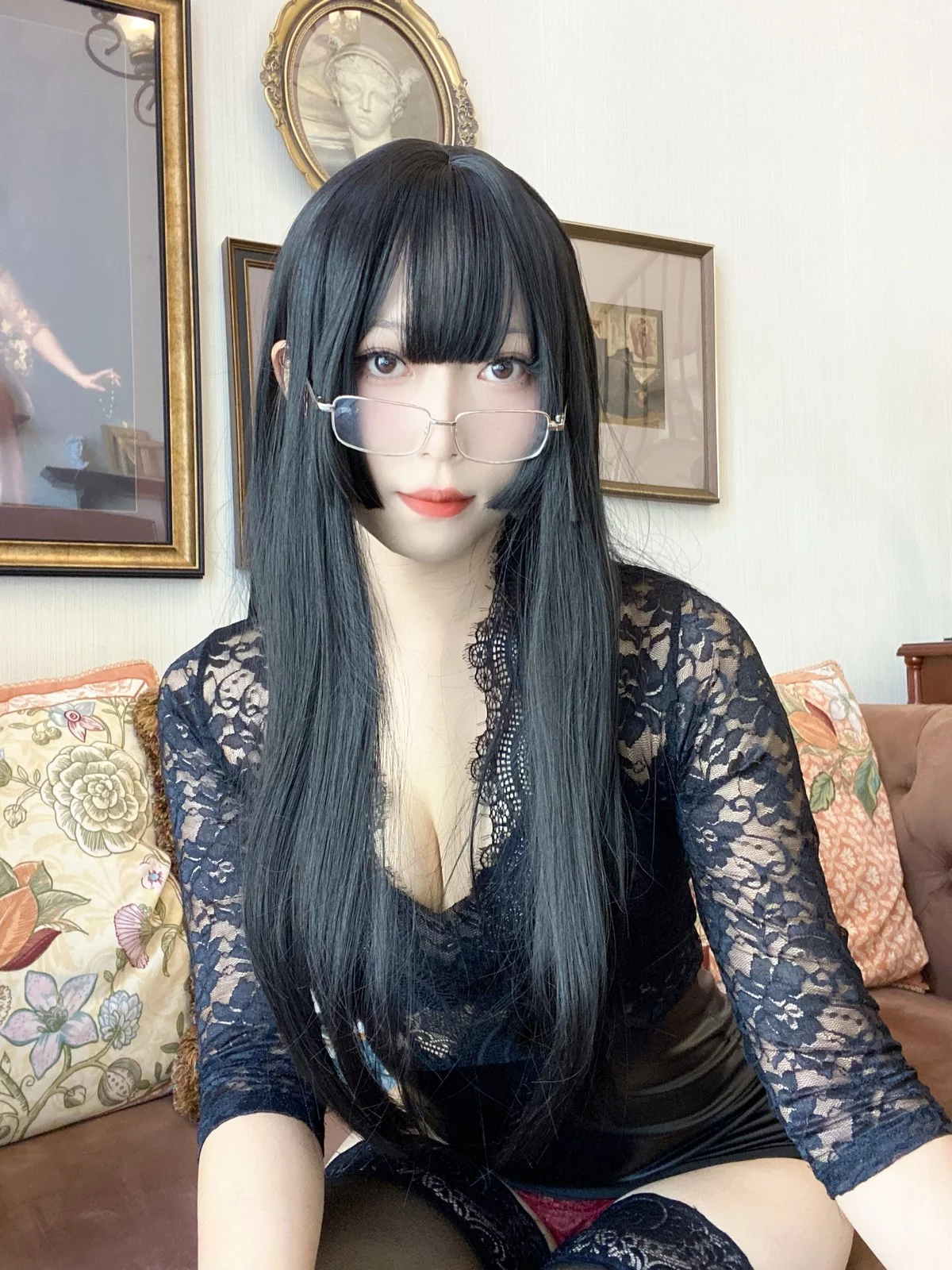 Xgyw.Org_动漫博主Money冷冷黑蕾丝主题私房性感黑色蕾丝内衣配红色蕾丝内裤诱惑写真48P