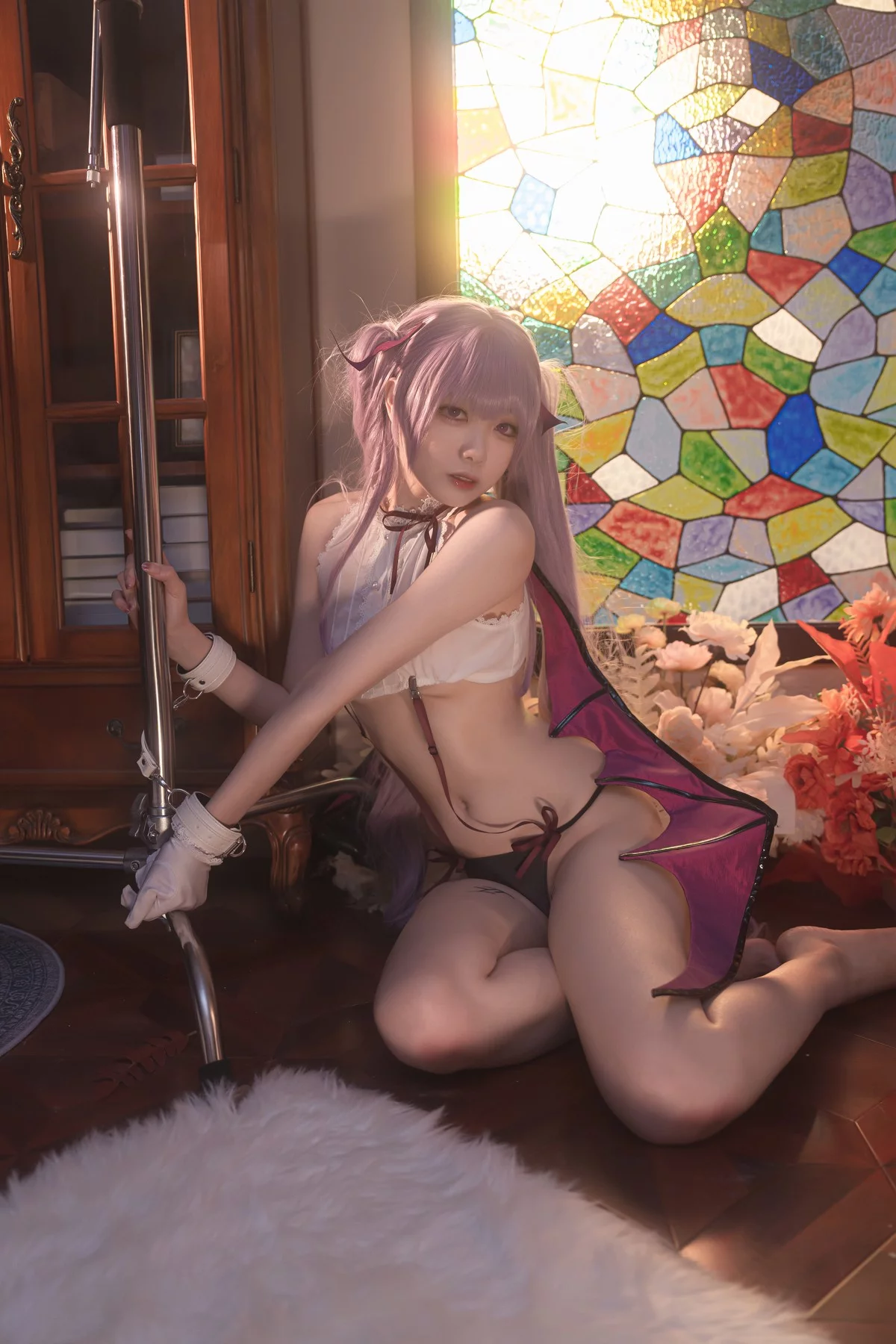 Xgyw.Org_动漫博主安食Ajiki笨拙的小恶魔主题性感白色半截上衣配白丝网袜秀美腿诱惑写真41P