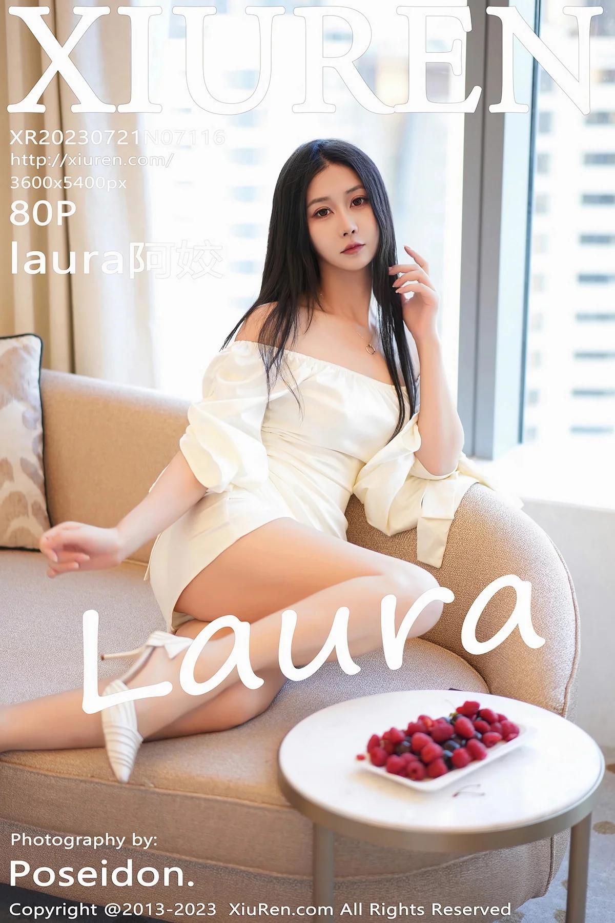 Xgyw.Org_XiuRen第7116期_模特laura阿姣性感白色露肩连衣裙半脱露豪乳遮点极致诱惑写真80P