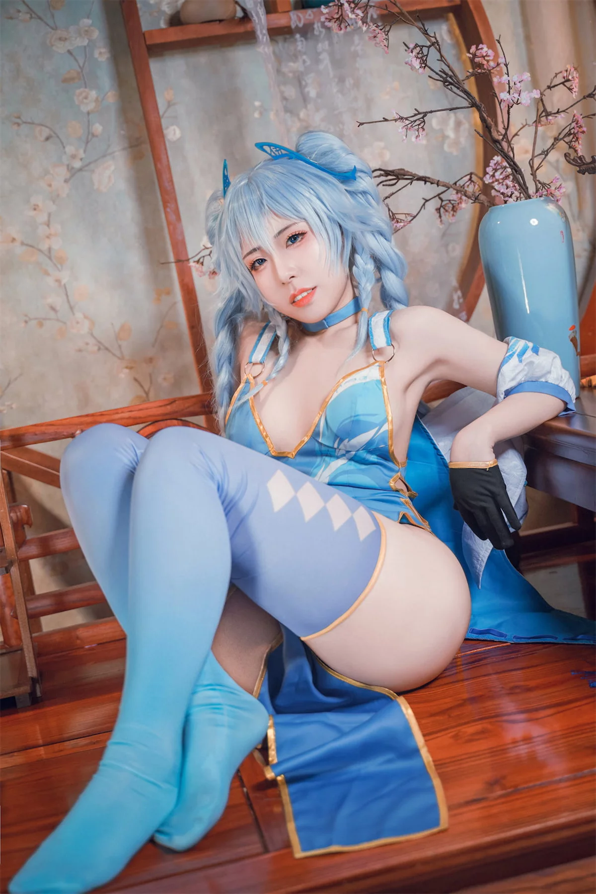 Xgyw.Org_微博美少女虎森森少女前线翠雀媚主题性感蓝色旗袍服饰秀完美身材诱惑写真40P