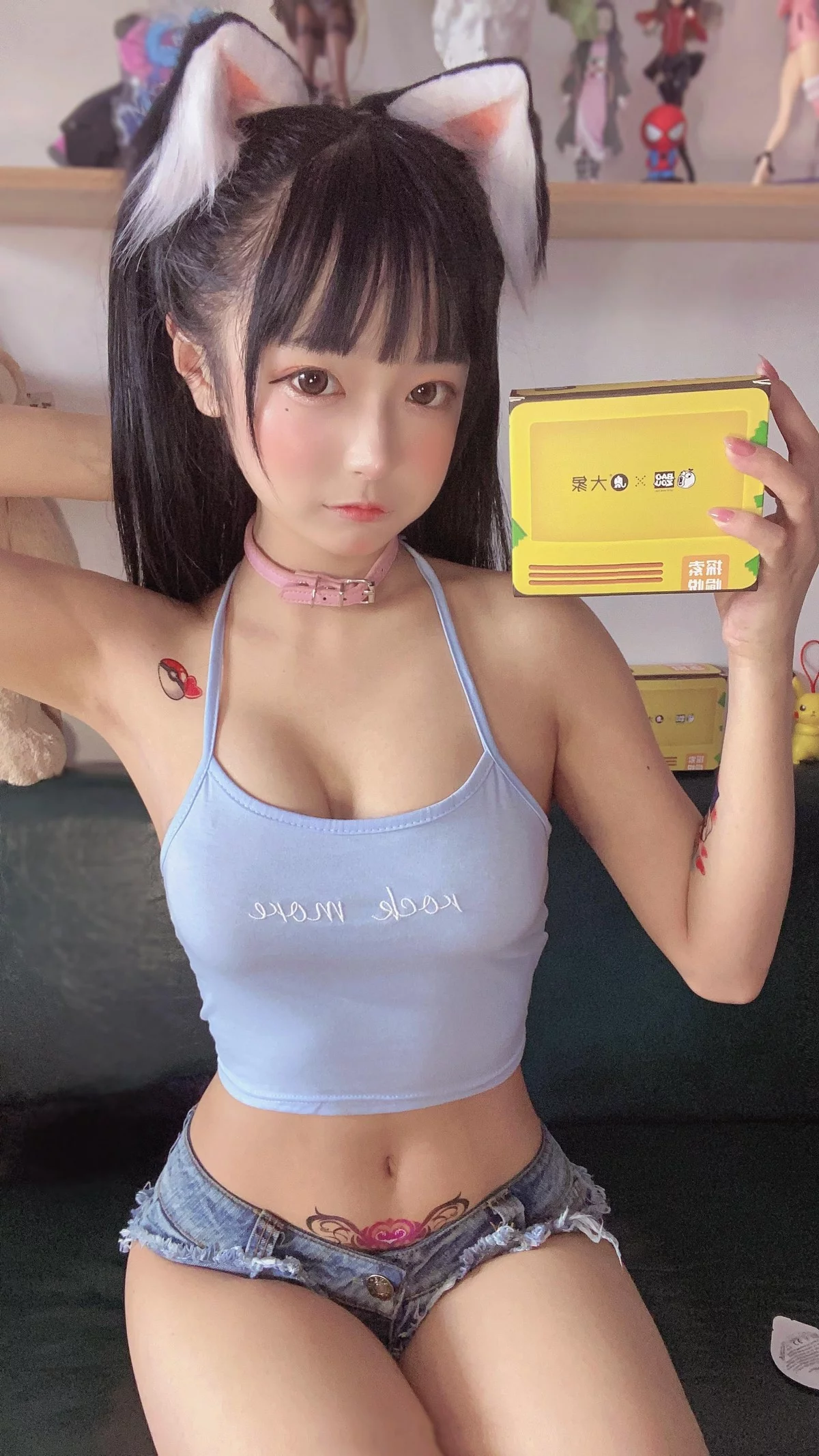 Xgyw.Org_网络美女佳佳好难啊蓝色吊带体操服主题猫女郎装扮超短牛仔裤秀美腿诱惑写真38P