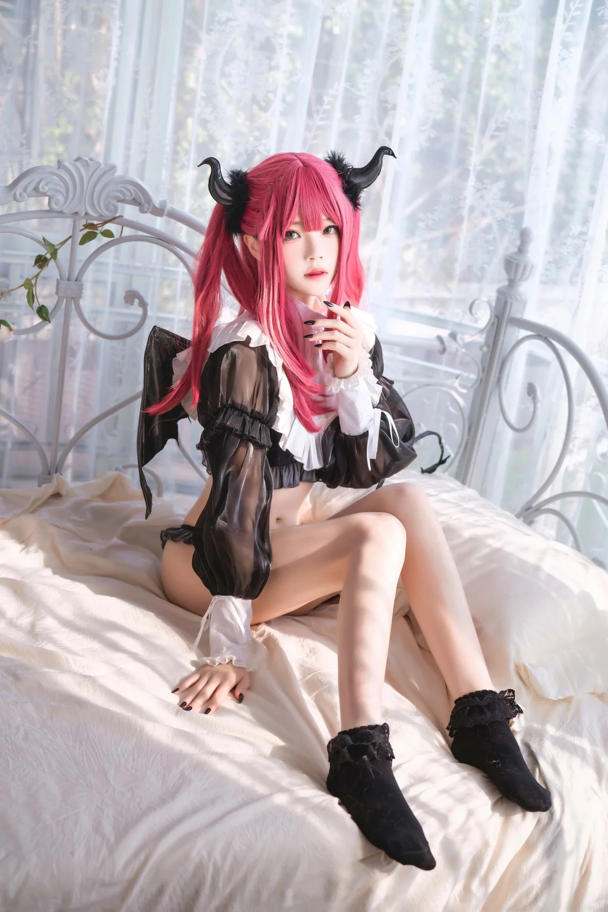 Xgyw.Org_网络美女桜桃喵喜多川海梦魅魔主题性感恶魔装扮黑色内衣秀完美身材诱惑写真66P