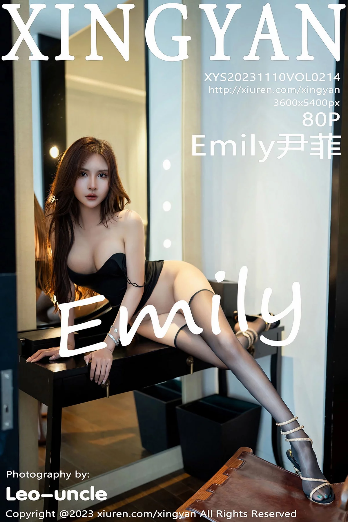 Xgyw.Org_[XINGYAN星颜社]VOL.214_女神Emily尹菲性感黑色吊带服饰配超薄黑丝秀完美身材诱惑写真80P