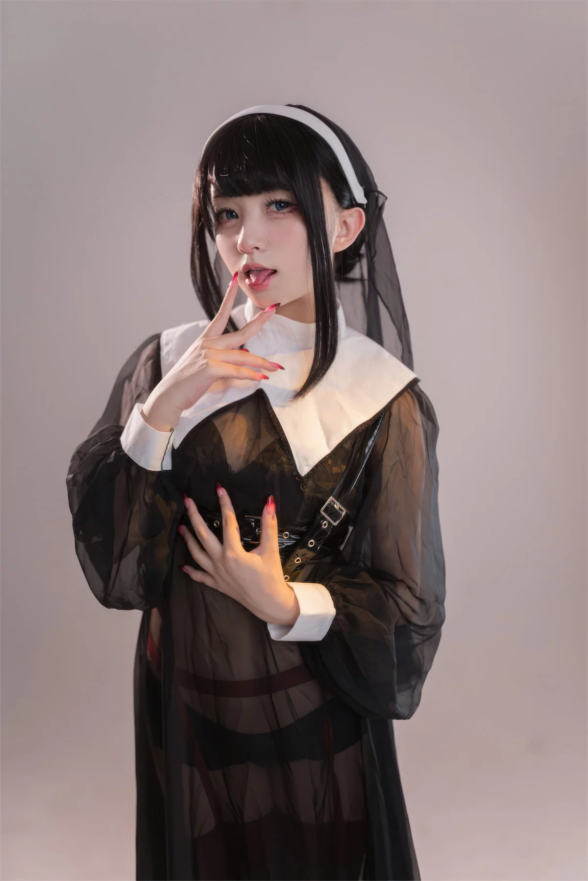 Xgyw.Org_网络美女花铃修女的忏悔室主题性感黑色薄纱修女长裙配黑丝吊袜极致魅惑写真64P