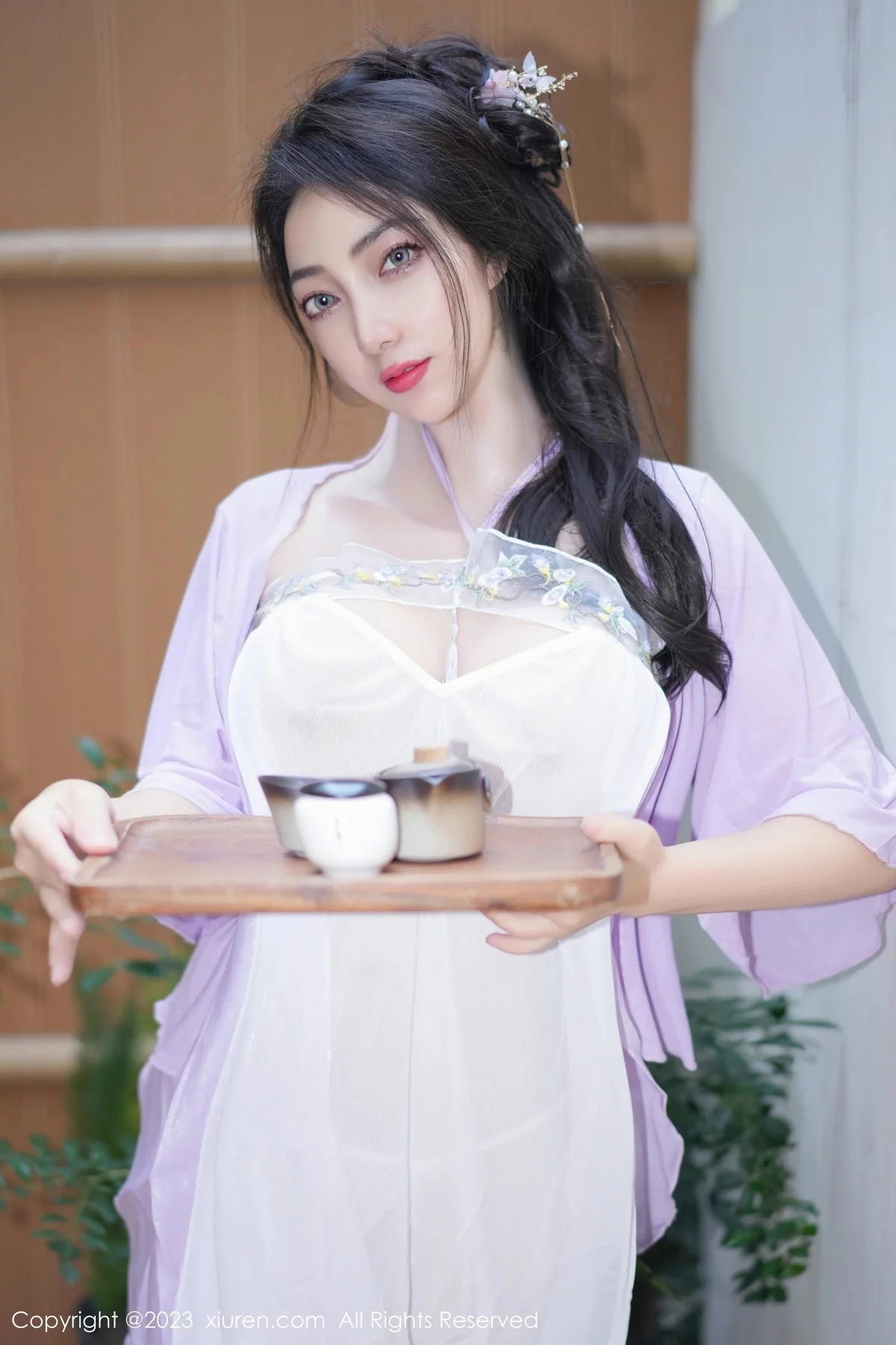 Xgyw.Org_XiuRen第7665期_模特娇喘JC性感紫色薄纱古典服配情趣内衣秀惹火身材诱惑写真61P