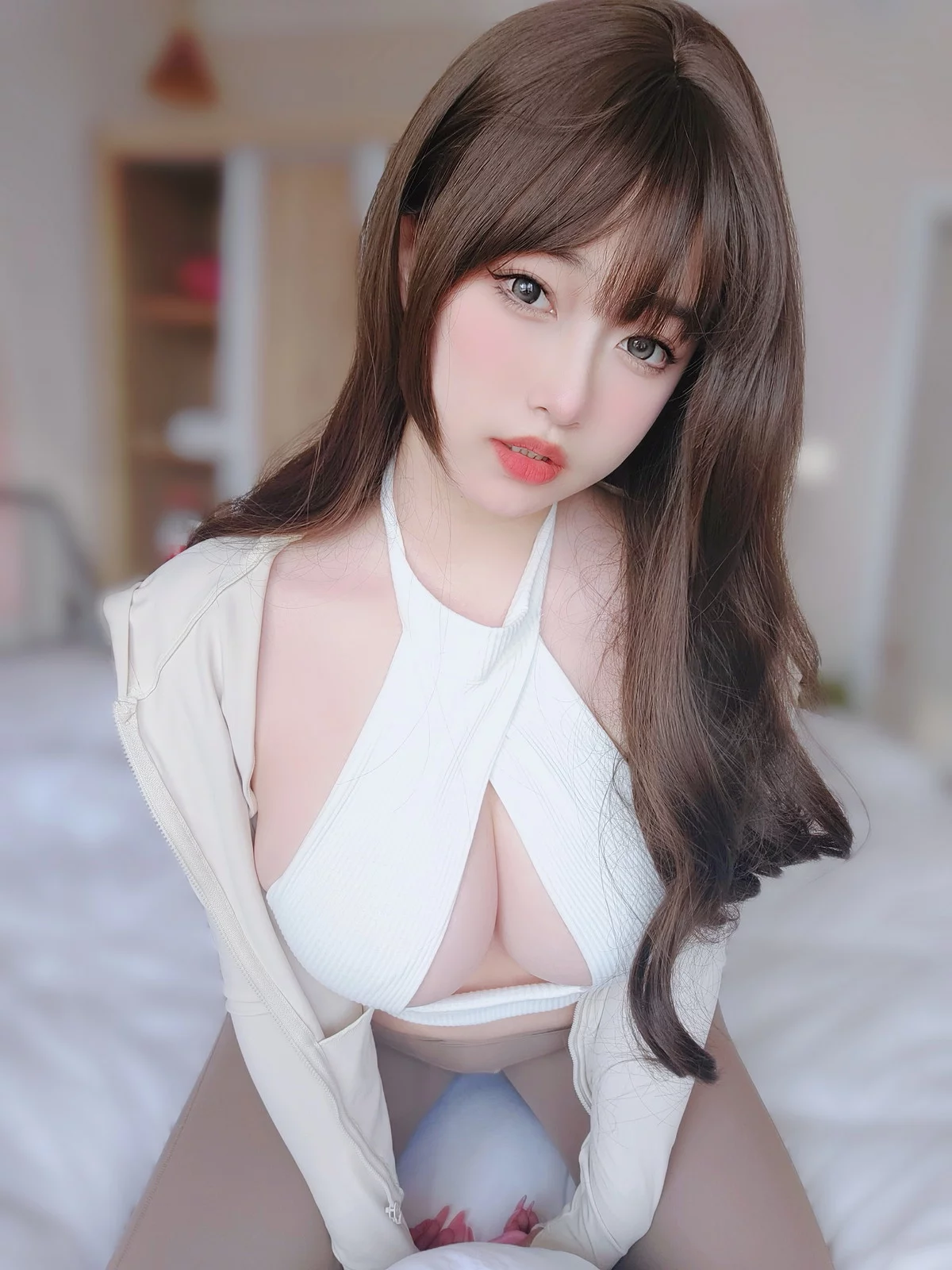 Xgyw.Org_Coser妹子女主K瑜伽服主题性感白色情趣针织衣配紧身裤秀丰满身材诱惑写真102P