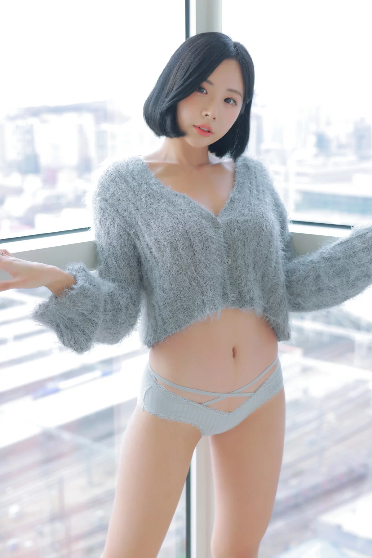 Xgyw.Org_韩国美女模特Habin-Underwear03主题浴室女仆装+灰色短毛衣秀完美身材诱惑写真155P