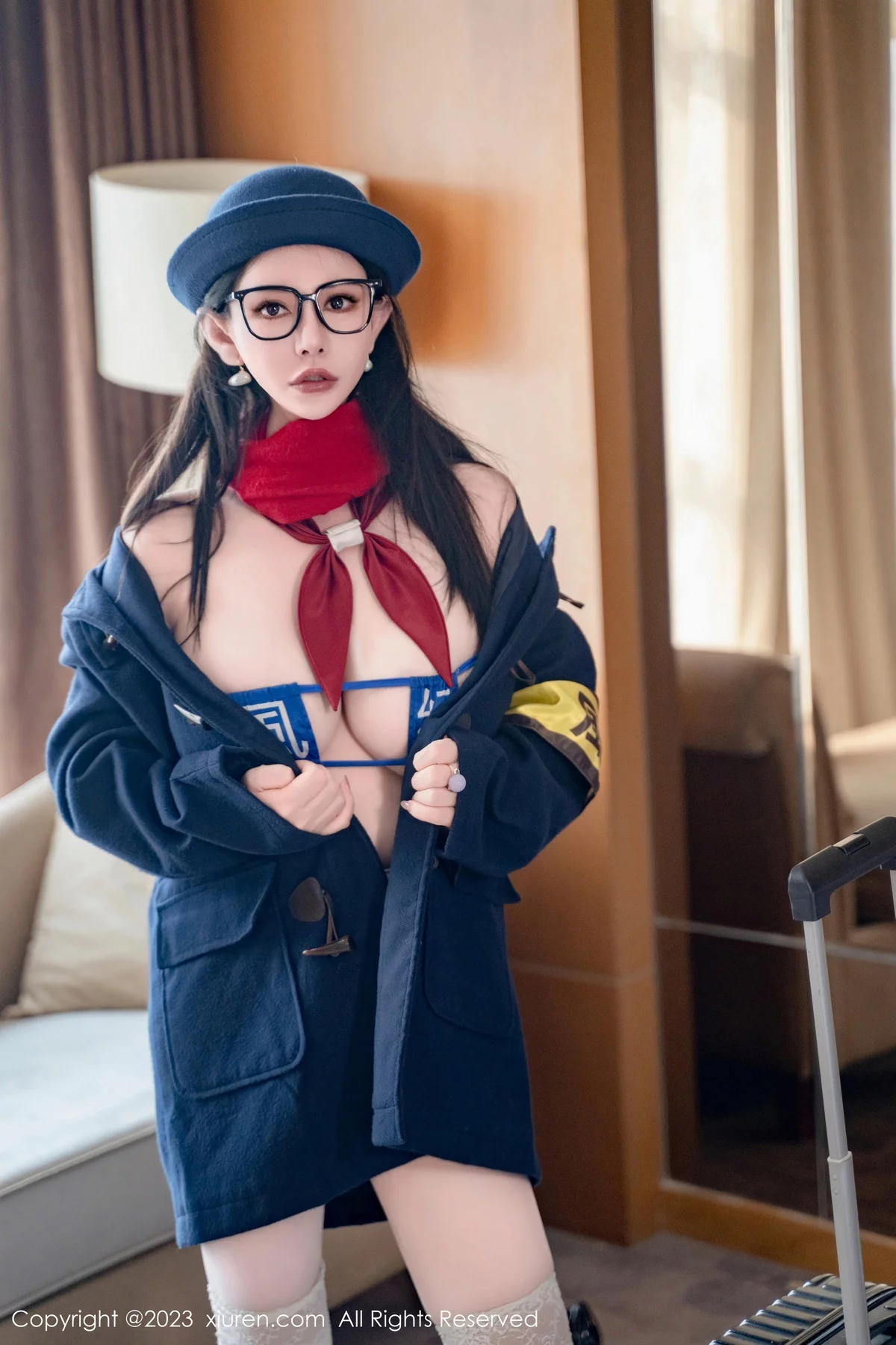 Xgyw.Org_XiuRen第7839期_新人模特悦悦姐性感JK制服露风纪内衣秀丰满身材撩人诱惑写真75P