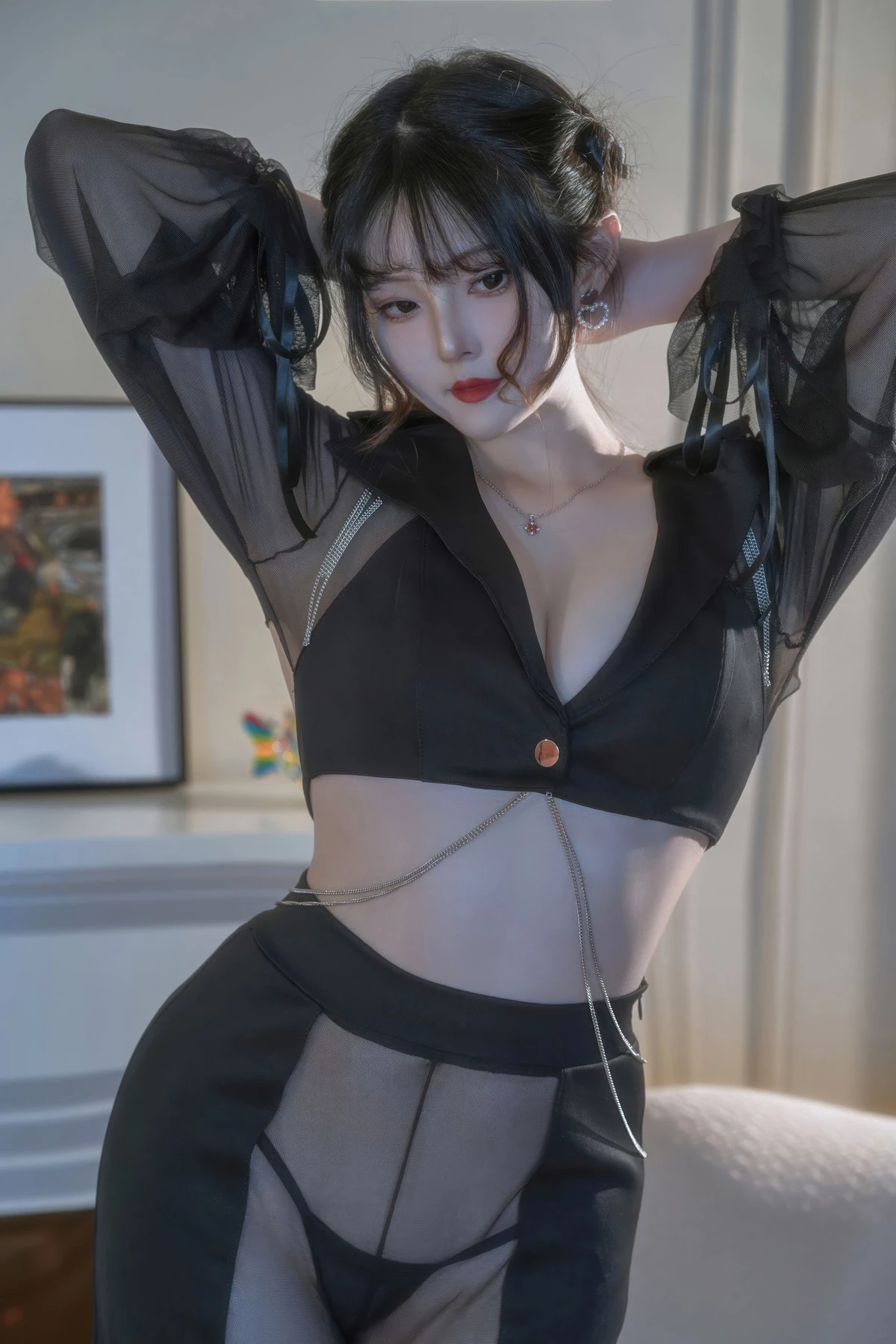 Xgyw.Org_网络美女Natsuko夏夏子朦胧OL主题性感黑色轻透套装露黑色内衣秀完美身材诱惑写真53P