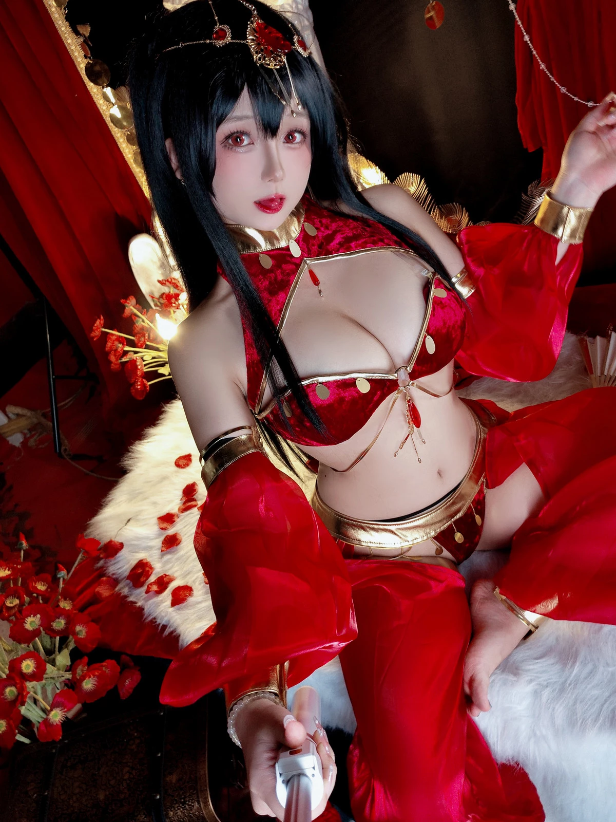 Xgyw.Org_Cosplay美女日奈娇大凤舞姬主题性感红色旗袍服饰露红色内衣秀翘臀美腿诱惑写真97P