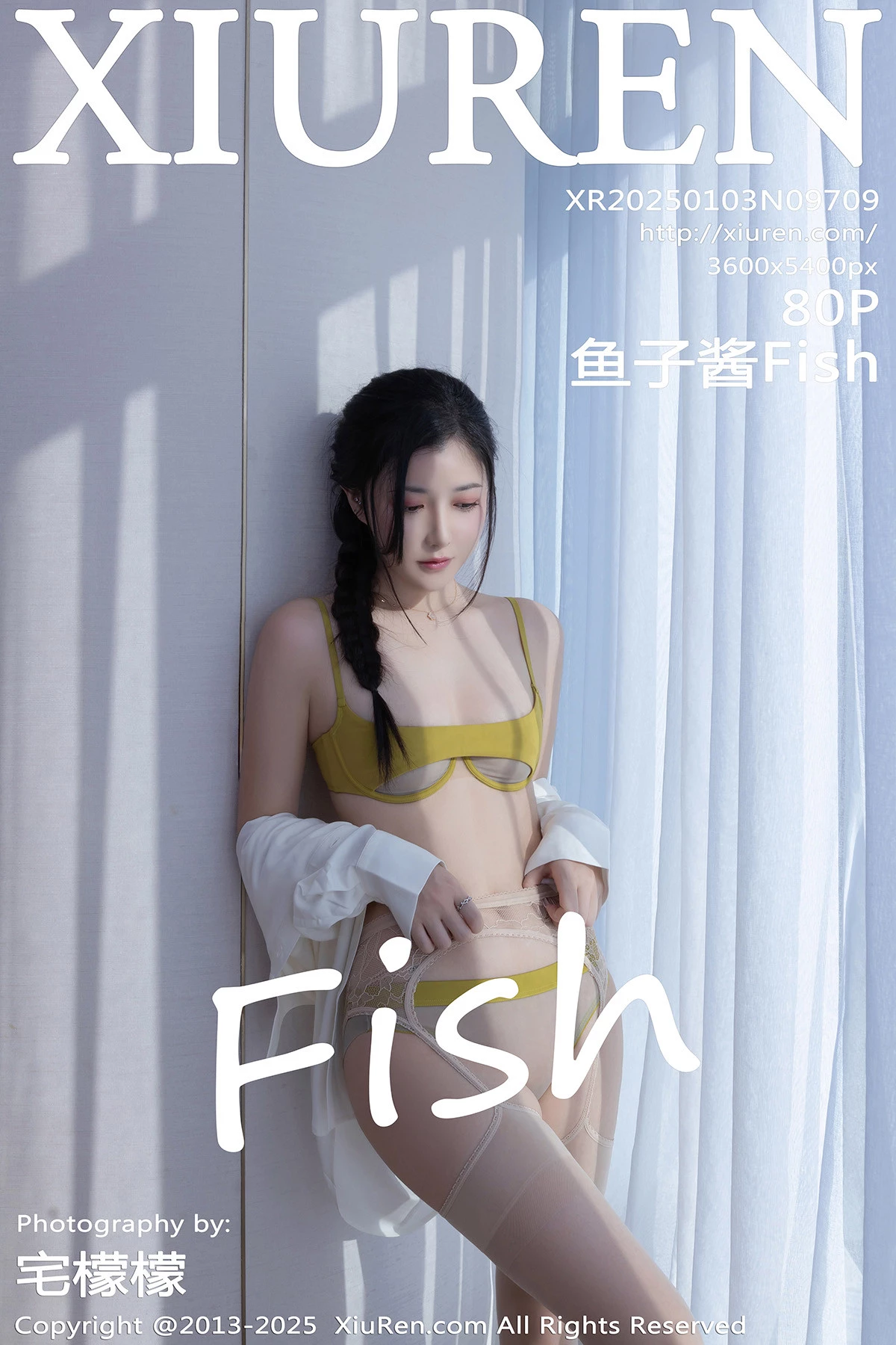 Xgyw.Org_XiuRen第9709期_模特鱼子酱Fish白衬衫露性感内衣配肉丝吊袜秀曼妙身材诱惑写真80P