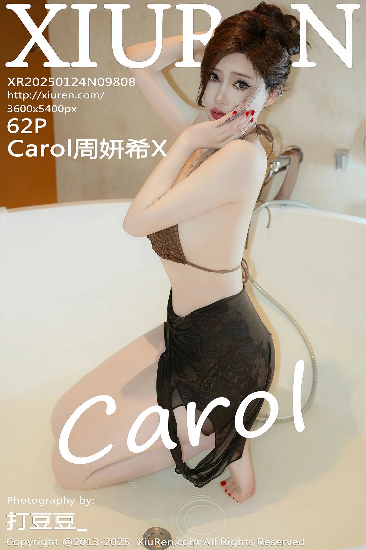 Xgyw.Org_XiuRen第9808期_女神Carol周妍希X浴室性感深灰色比基尼湿身秀惹火身材诱惑写真62P