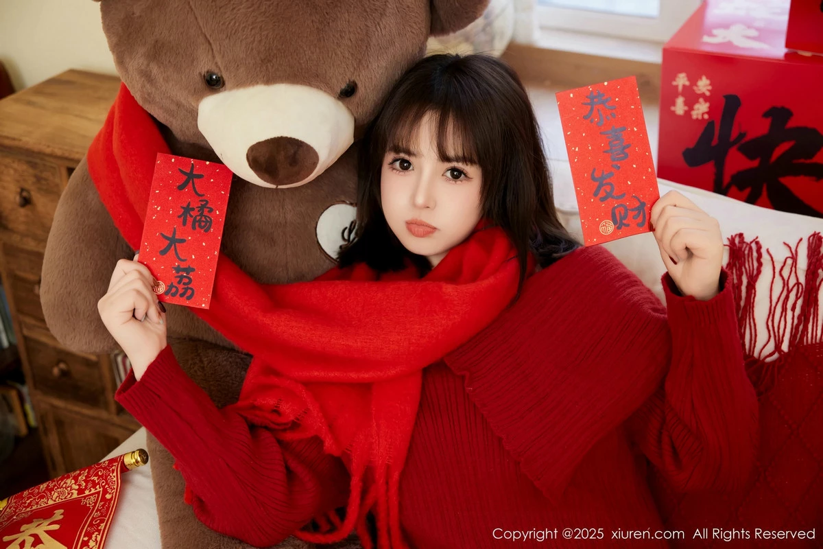 Xgyw.Org_XiuRen第9818期_模特养乐多Doll新年主题性感喜庆红色内衣秀完美身材诱惑写真66P