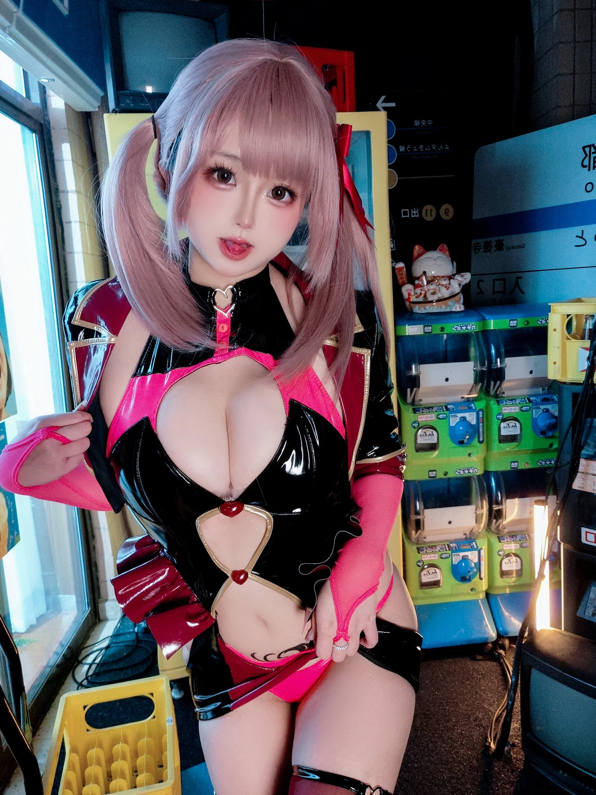 Xgyw.Org_Cosplay美女日奈娇偶像练习生主题性感红黑色情趣服饰配黑丝袜秀完美身材诱惑写真140P