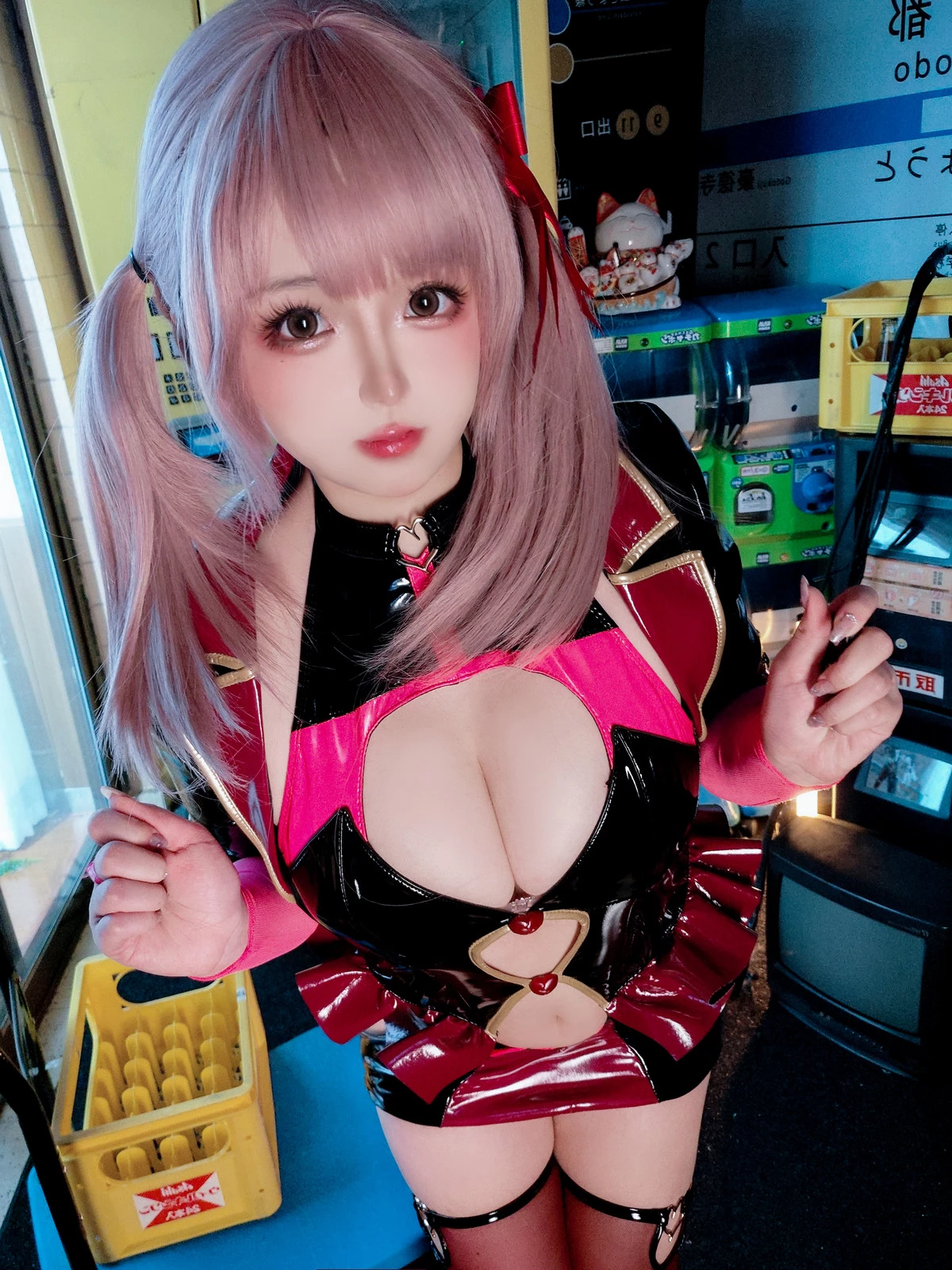 Xgyw.Org_Cosplay美女日奈娇偶像练习生主题性感红黑色情趣服饰配黑丝袜秀完美身材诱惑写真140P