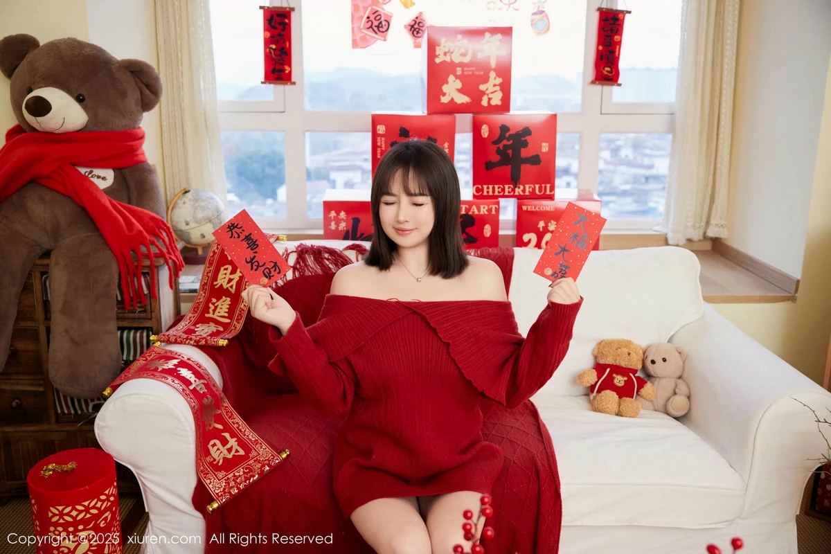Xgyw.Org_XiuRen第9818期_模特养乐多Doll新年主题性感喜庆红色内衣秀完美身材诱惑写真66P