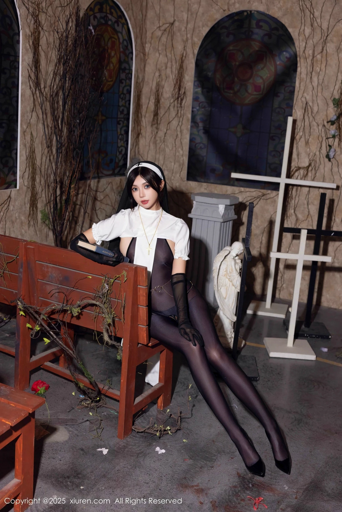 Xgyw.Org_XiuRen第9774期_女神绮里嘉ula性感修女服饰配超薄连体黑丝秀完美身材诱惑写真79P