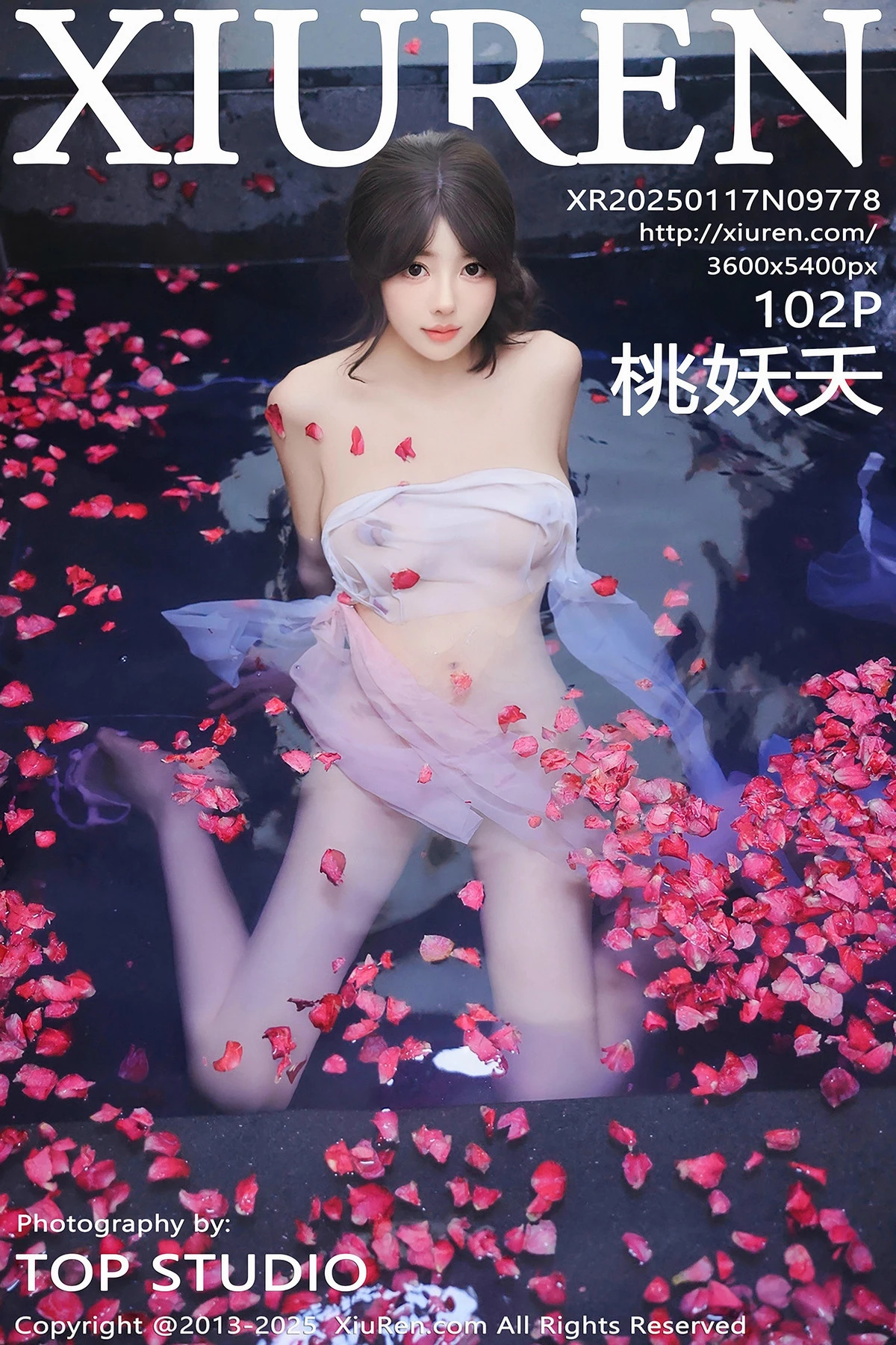 Xgyw.Org_XiuRen第9778期_模特桃妖夭浴池场景性感白色薄纱服饰花瓣浴秀惹火身材诱惑写真102P