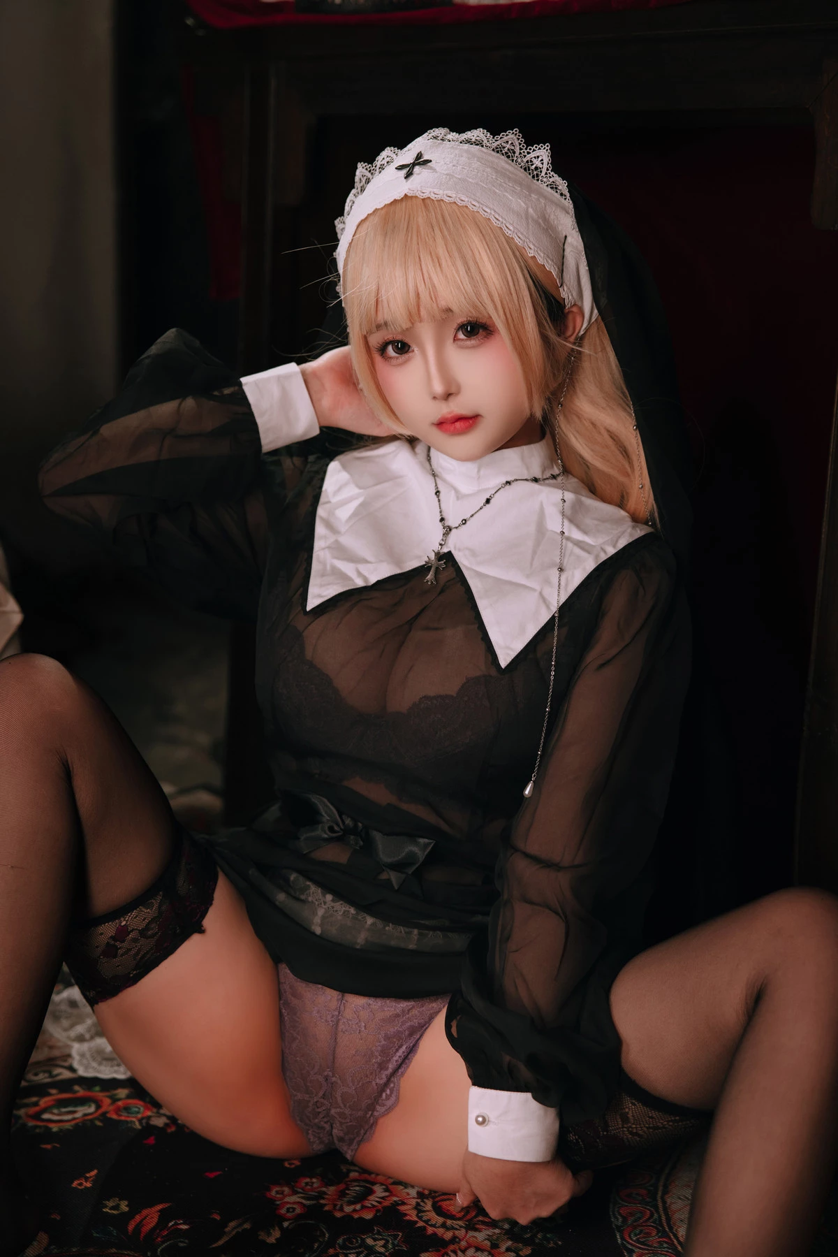 Xgyw.Org_Cosplay美女日奈娇禁忌修女主题私房性感蕾丝内衣+血滴子秀丰腴身材惹火诱惑写真160P