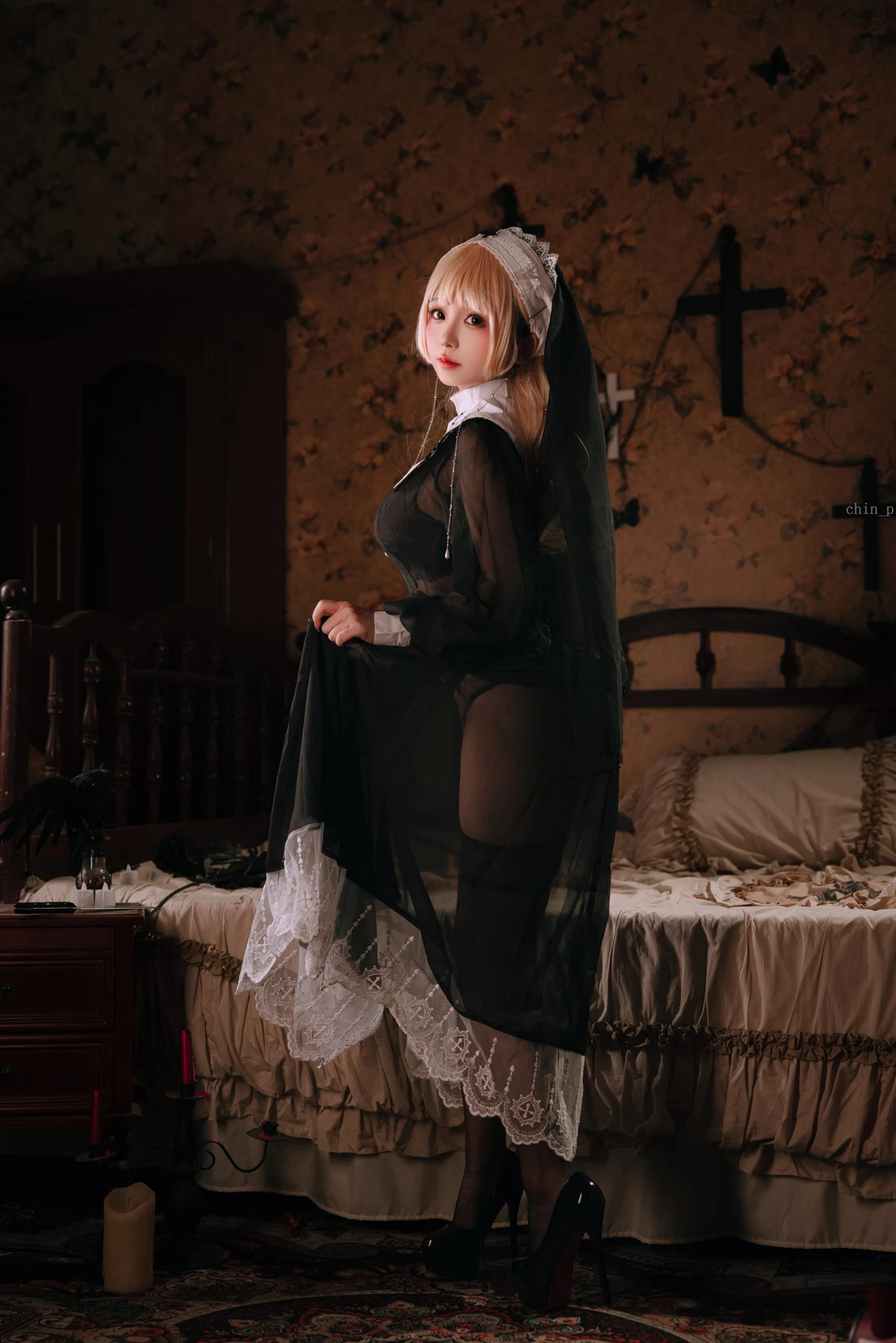 Xgyw.Org_Cosplay美女日奈娇禁忌修女主题私房性感蕾丝内衣+血滴子秀丰腴身材惹火诱惑写真160P