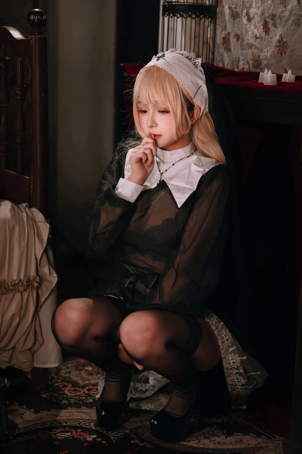 Xgyw.Org_Cosplay美女日奈娇禁忌修女主题私房性感蕾丝内衣+血滴子秀丰腴身材惹火诱惑写真160P