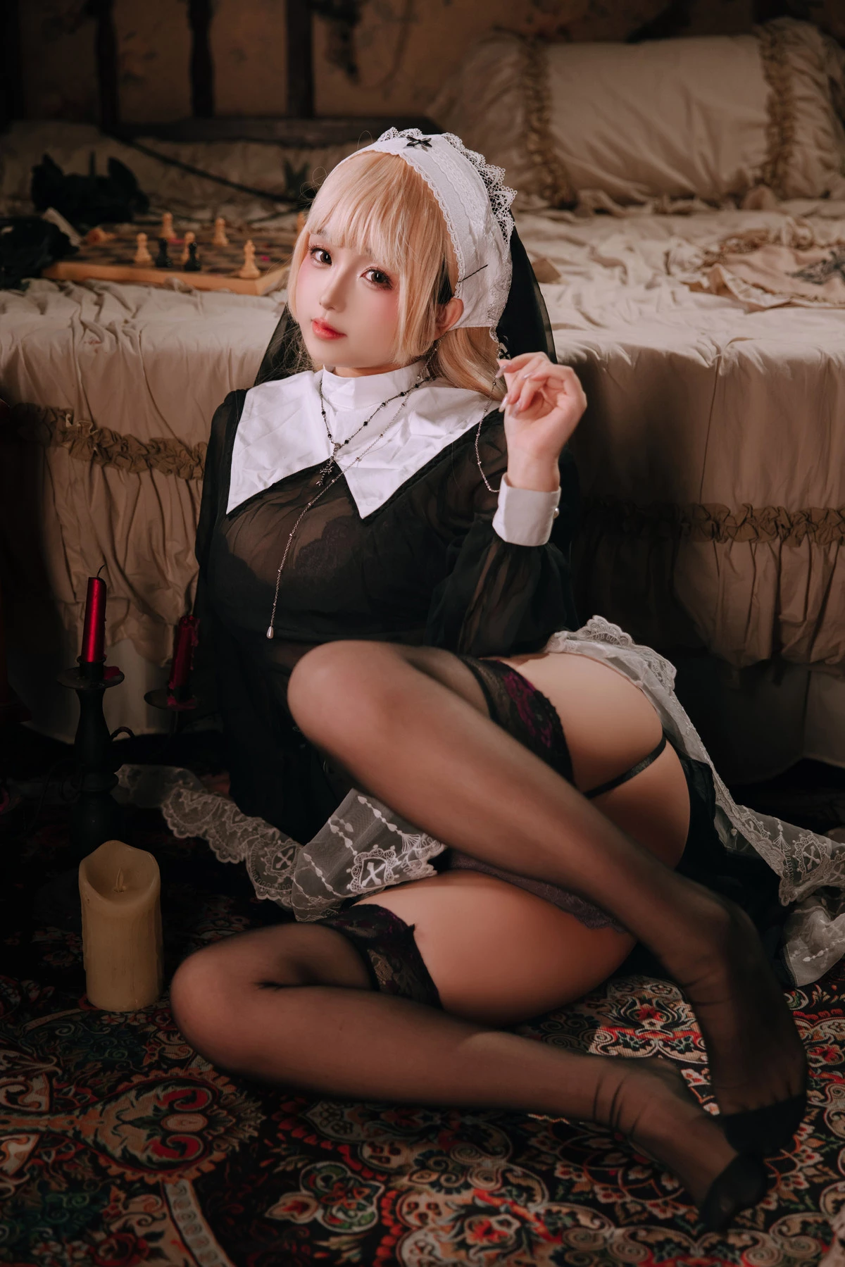 Xgyw.Org_Cosplay美女日奈娇禁忌修女主题私房性感蕾丝内衣+血滴子秀丰腴身材惹火诱惑写真160P