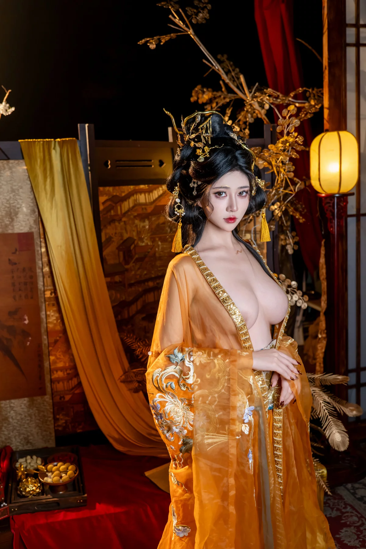 Xgyw.Org_网络美女年年Nnian金蛇贺岁主题性感黄色古典薄纱服饰半脱秀豪乳肥臀惹火诱惑写真80P