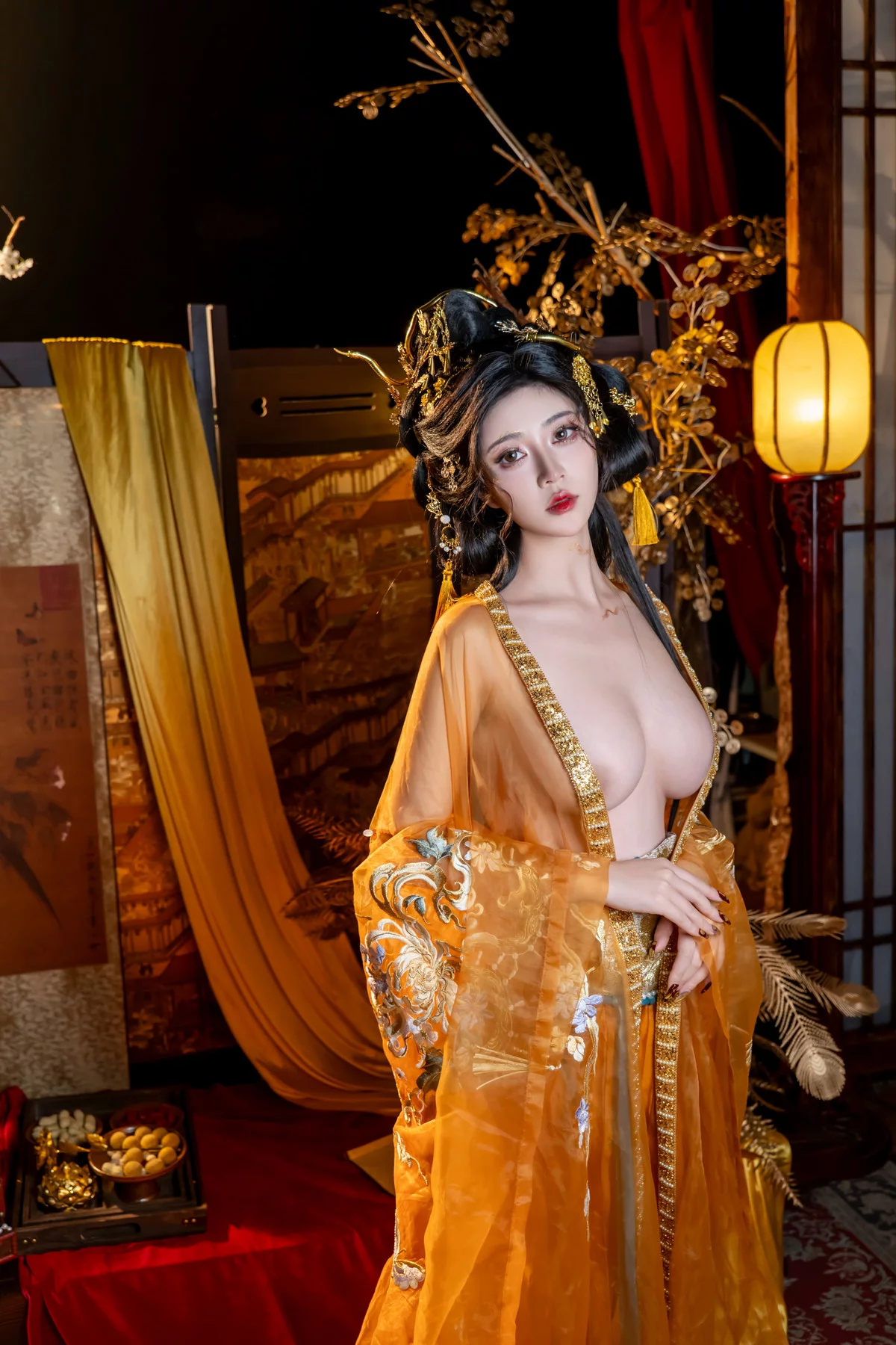 Xgyw.Org_网络美女年年Nnian金蛇贺岁主题性感黄色古典薄纱服饰半脱秀豪乳肥臀惹火诱惑写真80P