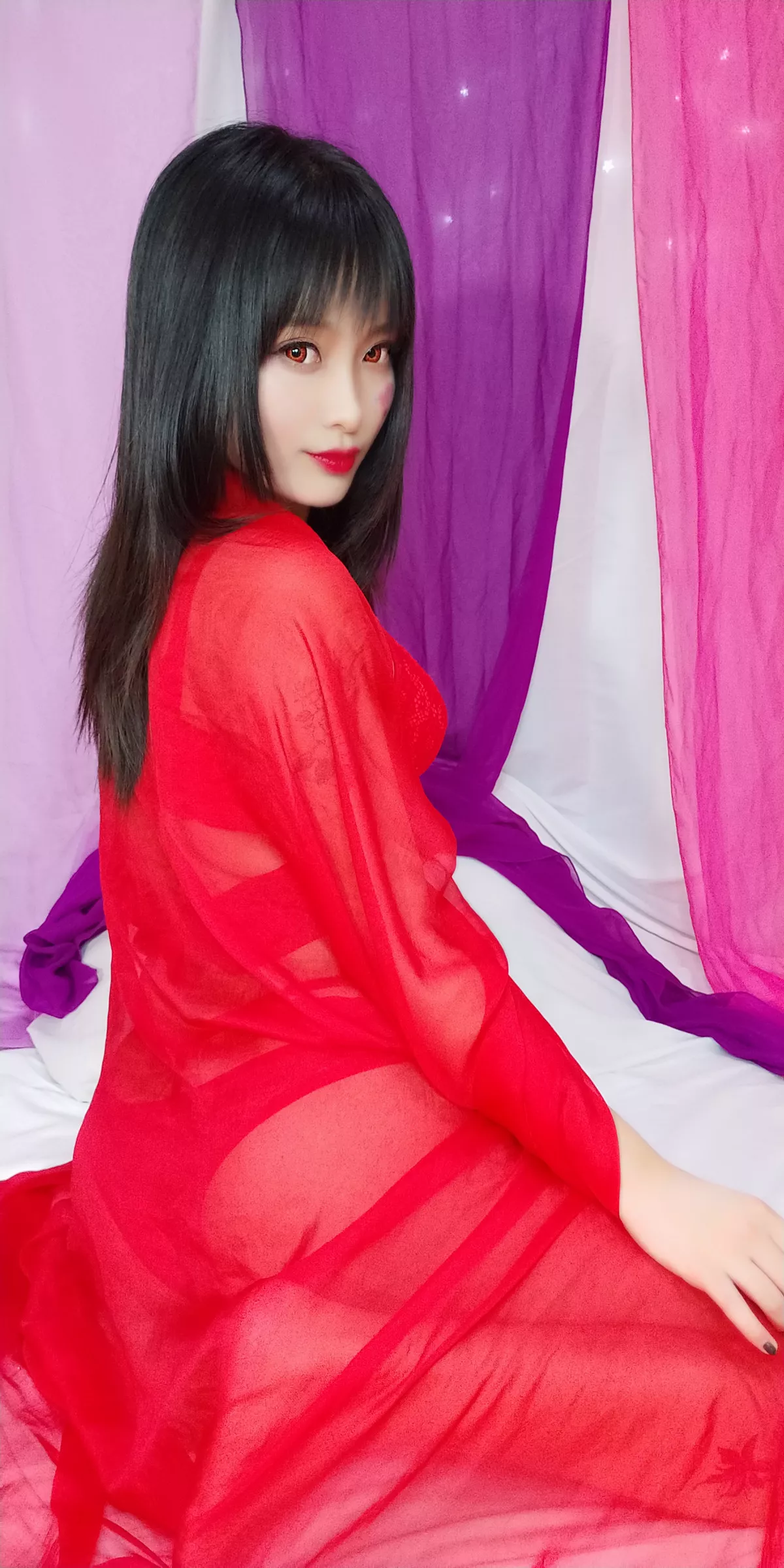 Xgyw.Org_动漫博主洛璃LoLiSAMA红女妖主题性感红色薄纱露红色蕾丝内衣秀曼妙身姿诱惑写真93P