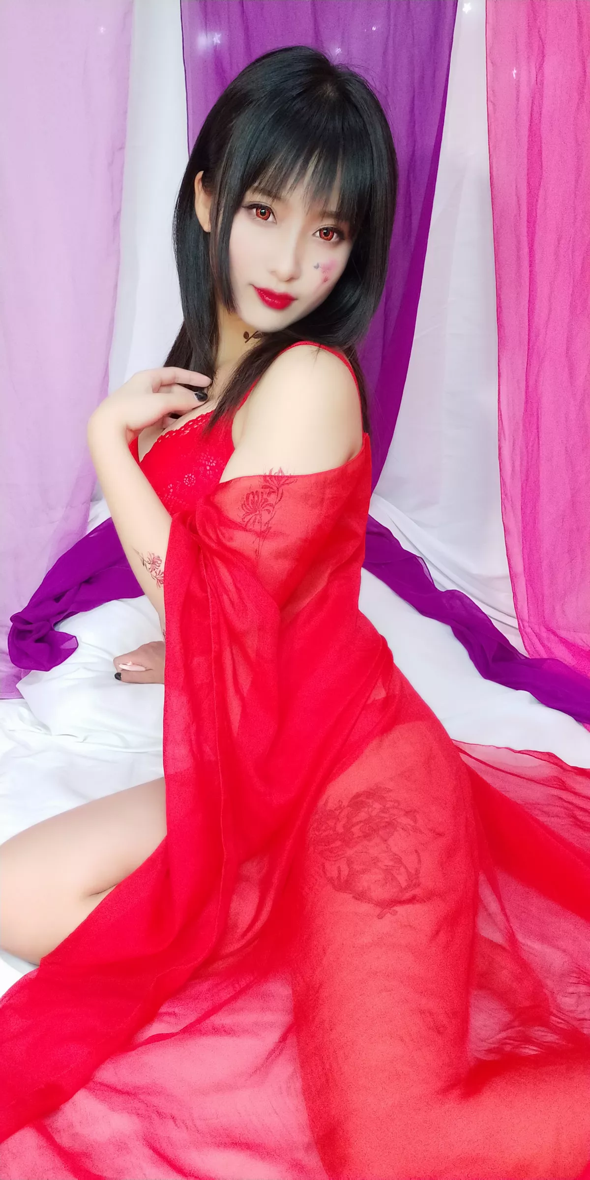 Xgyw.Org_动漫博主洛璃LoLiSAMA红女妖主题性感红色薄纱露红色蕾丝内衣秀曼妙身姿诱惑写真93P