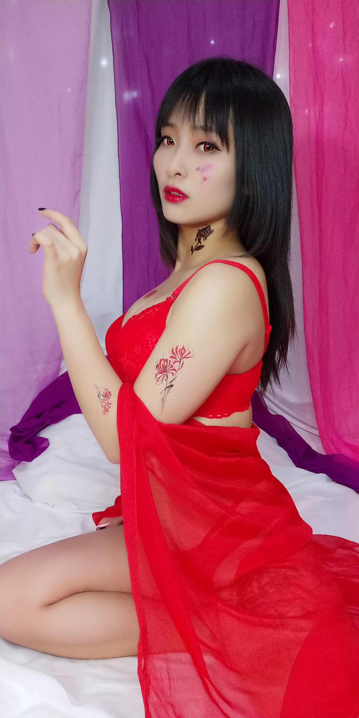 Xgyw.Org_动漫博主洛璃LoLiSAMA红女妖主题性感红色薄纱露红色蕾丝内衣秀曼妙身姿诱惑写真93P