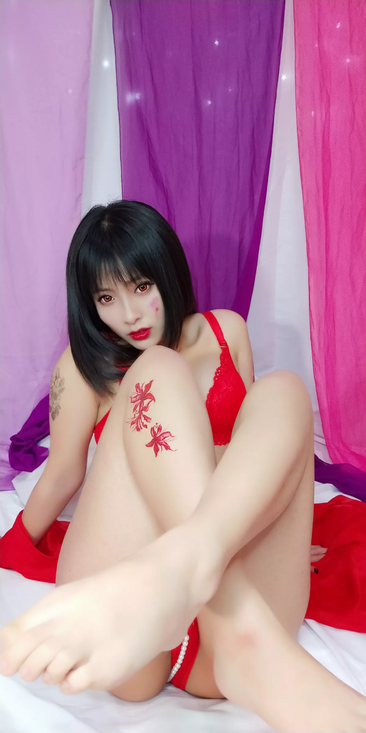 Xgyw.Org_动漫博主洛璃LoLiSAMA红女妖主题性感红色薄纱露红色蕾丝内衣秀曼妙身姿诱惑写真93P